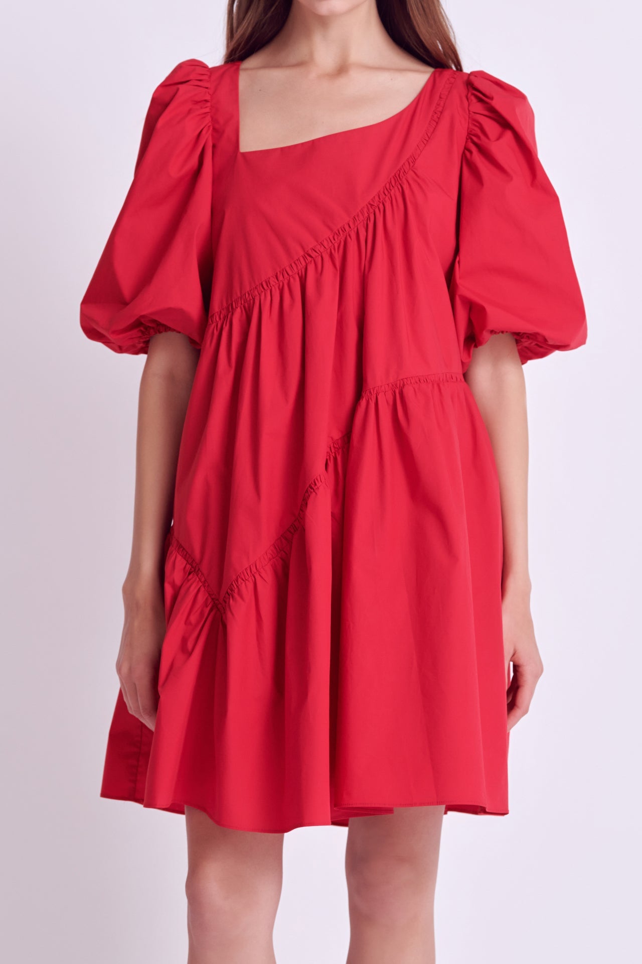 ENGLISH FACTORY - Asymmetric Poplin Tiered Dress - DRESSES available at Objectrare