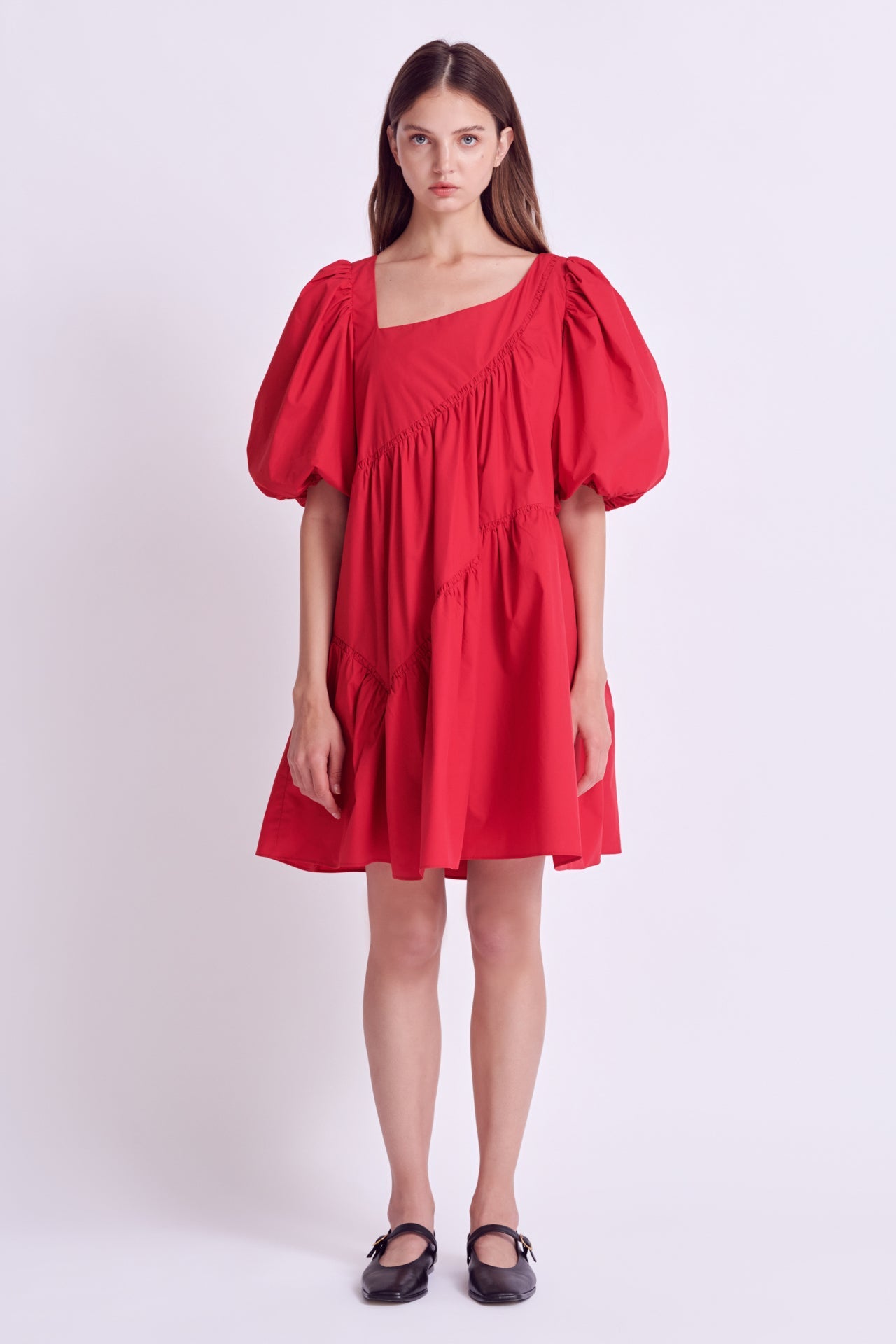 ENGLISH FACTORY - Asymmetric Poplin Tiered Dress - DRESSES available at Objectrare