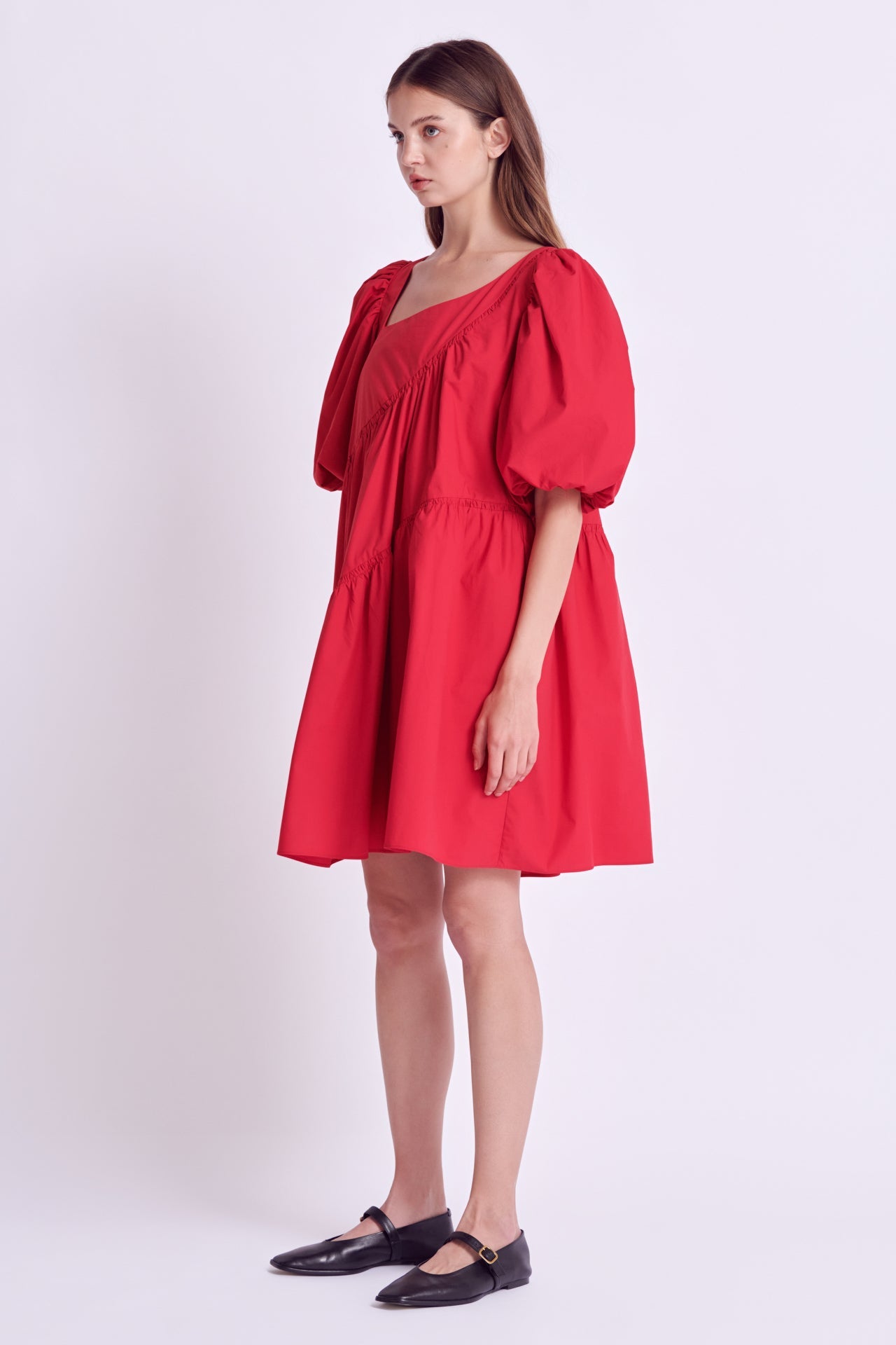 ENGLISH FACTORY - Asymmetric Poplin Tiered Dress - DRESSES available at Objectrare
