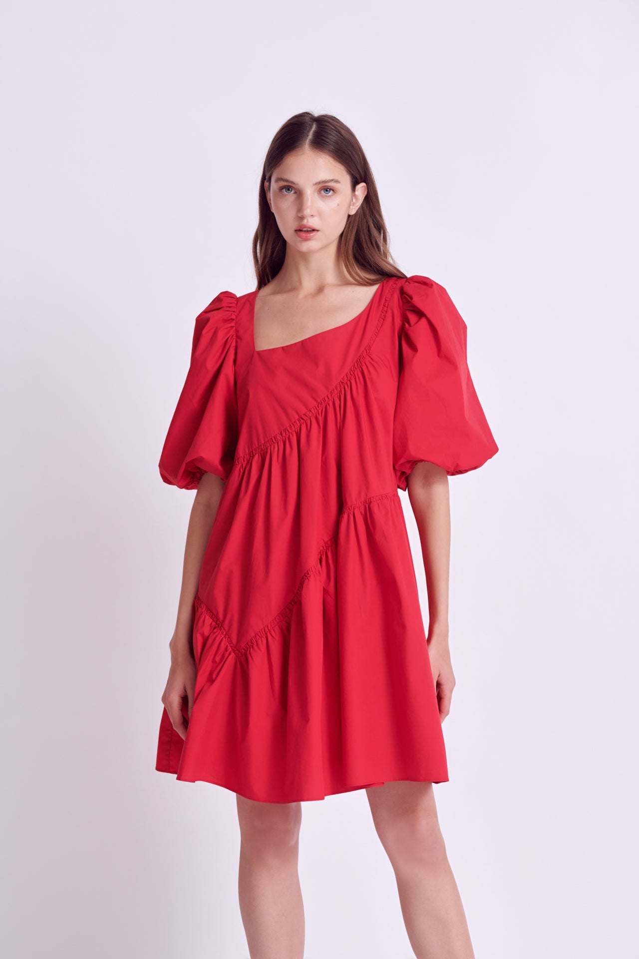 ENGLISH FACTORY - Asymmetric Poplin Tiered Dress - DRESSES available at Objectrare