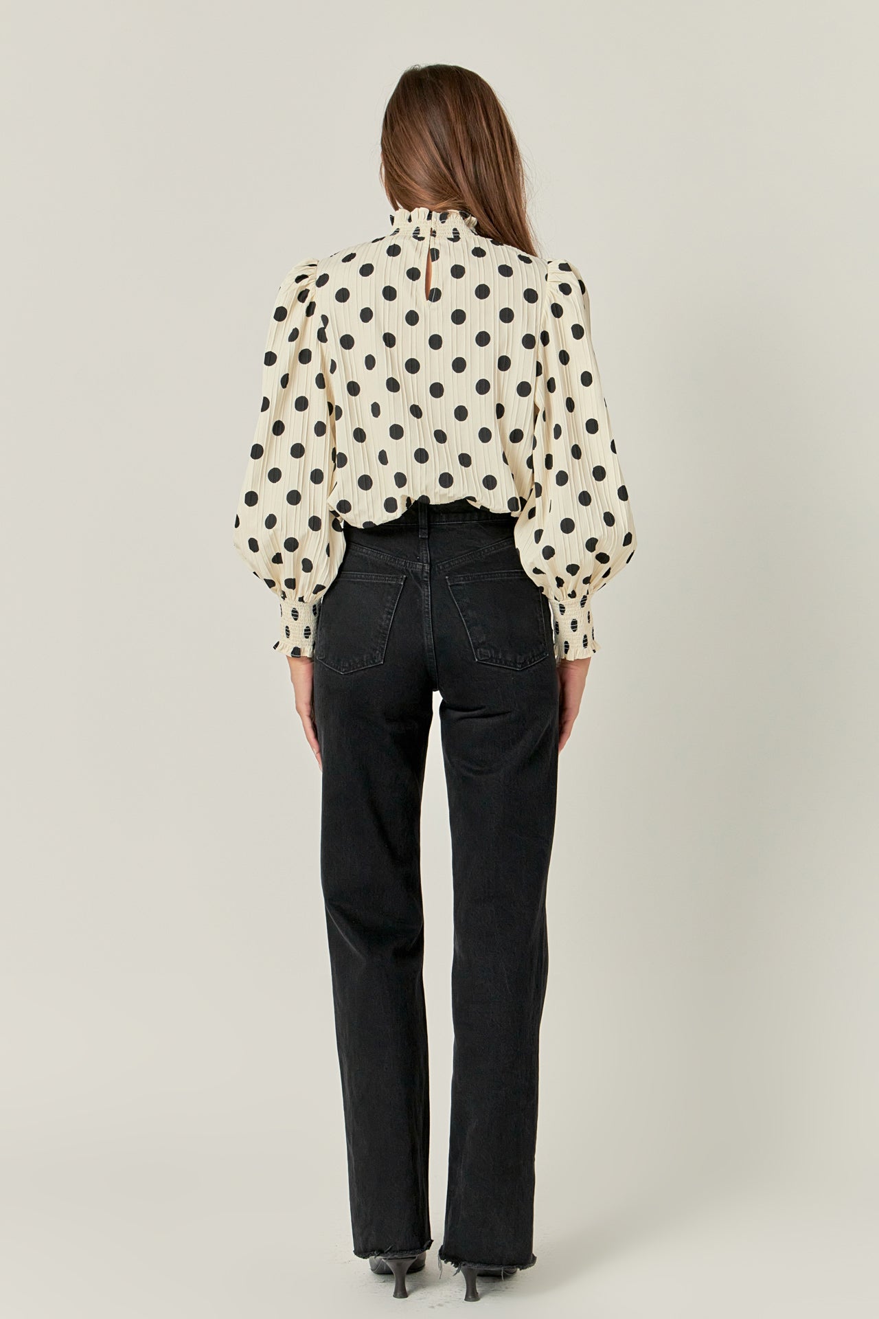 ENGLISH FACTORY - Polka Dot Smock Neck Blouse - TOPS available at Objectrare
