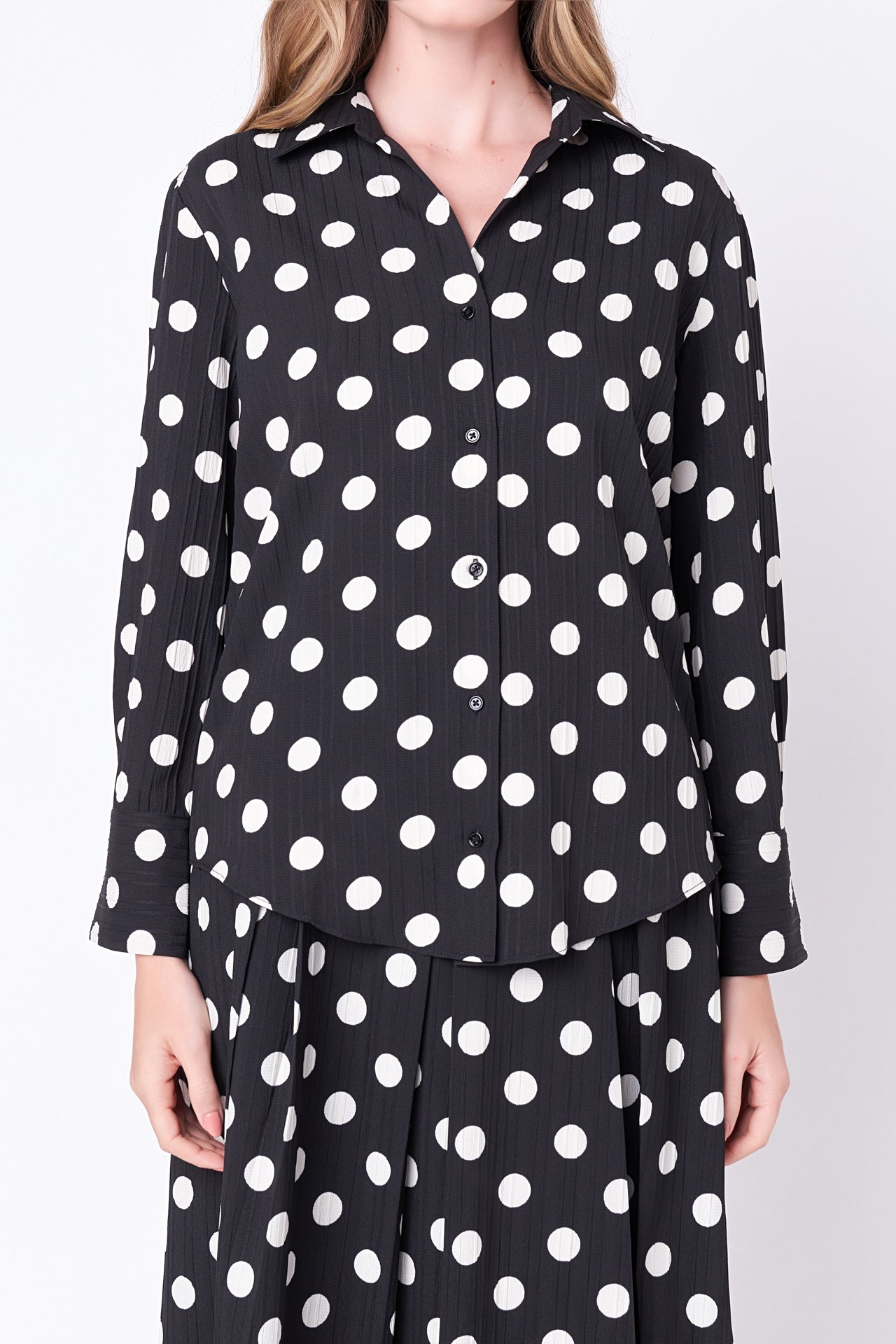 ENGLISH FACTORY - Polka Dot Long Sleeve Blouse - TOPS available at Objectrare