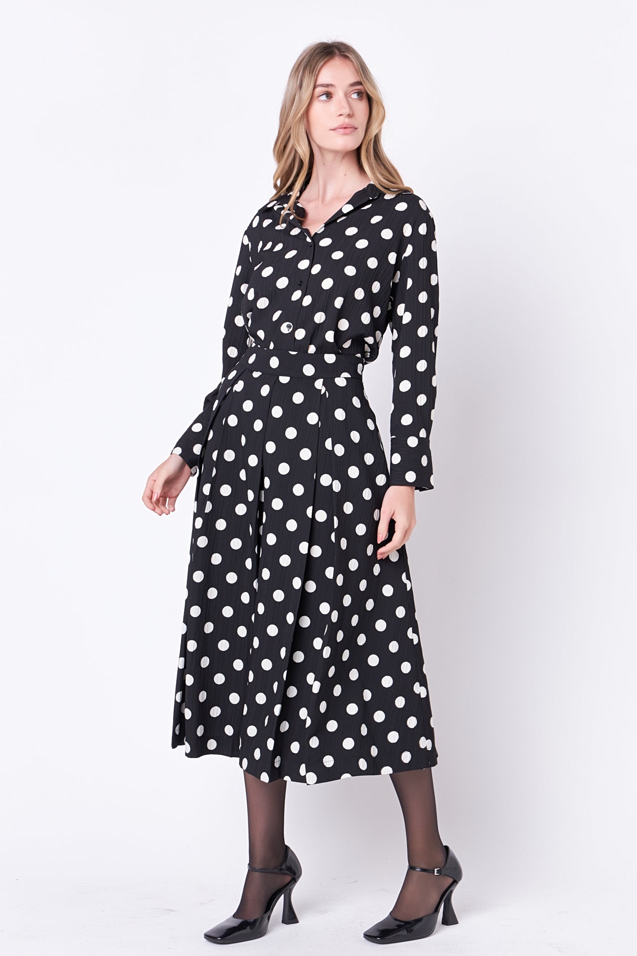 ENGLISH FACTORY - Polka Dot Long Sleeve Blouse - TOPS available at Objectrare