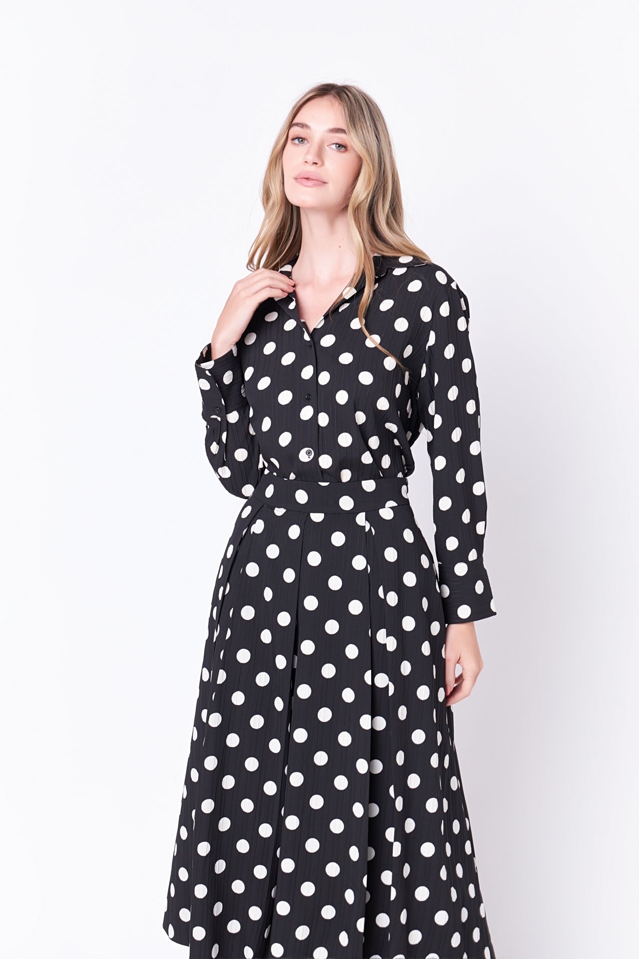 ENGLISH FACTORY - Polka Dot Long Sleeve Blouse - TOPS available at Objectrare