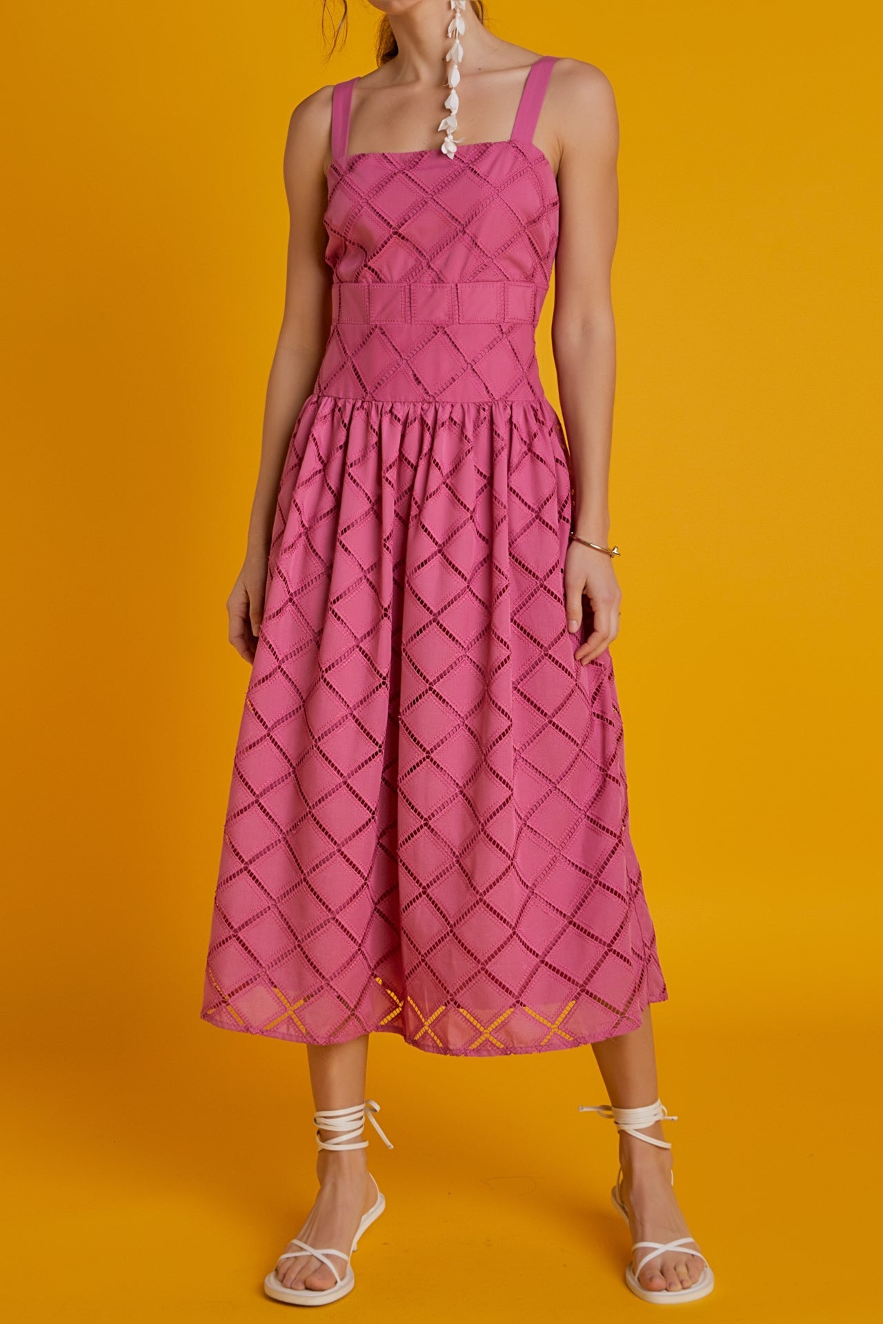 ENGLISH FACTORY - Embroidered Lace Sleeveless Midi Dress - DRESSES available at Objectrare