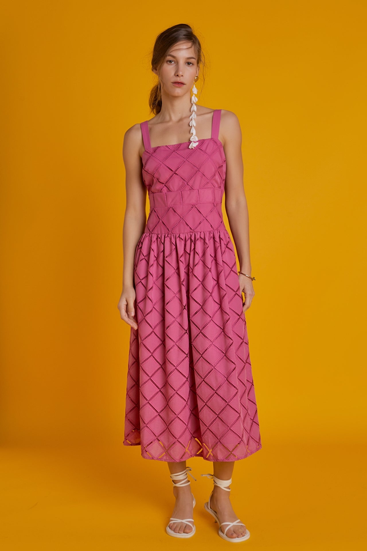 ENGLISH FACTORY - Embroidered Lace Sleeveless Midi Dress - DRESSES available at Objectrare