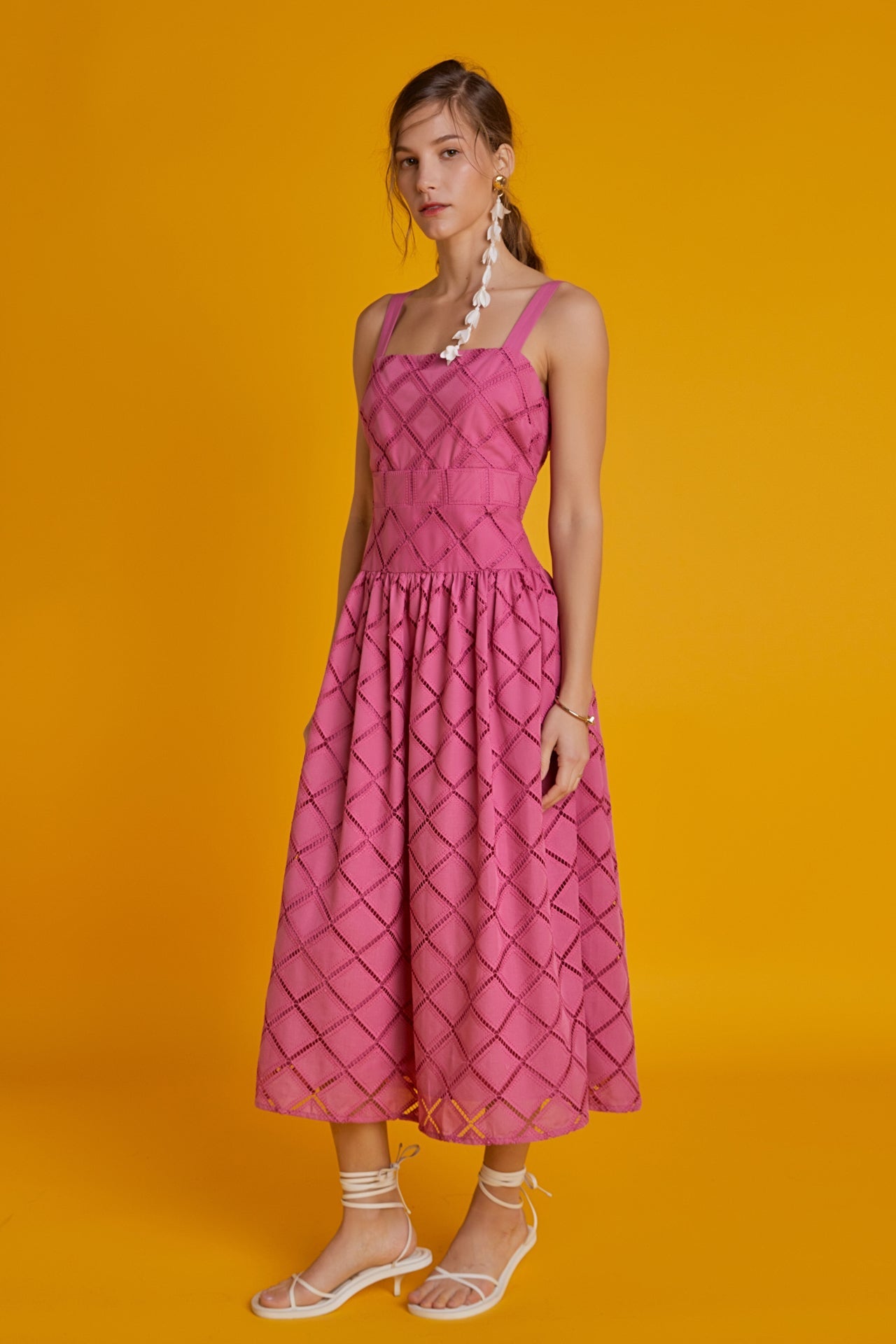 ENGLISH FACTORY - Embroidered Lace Sleeveless Midi Dress - DRESSES available at Objectrare
