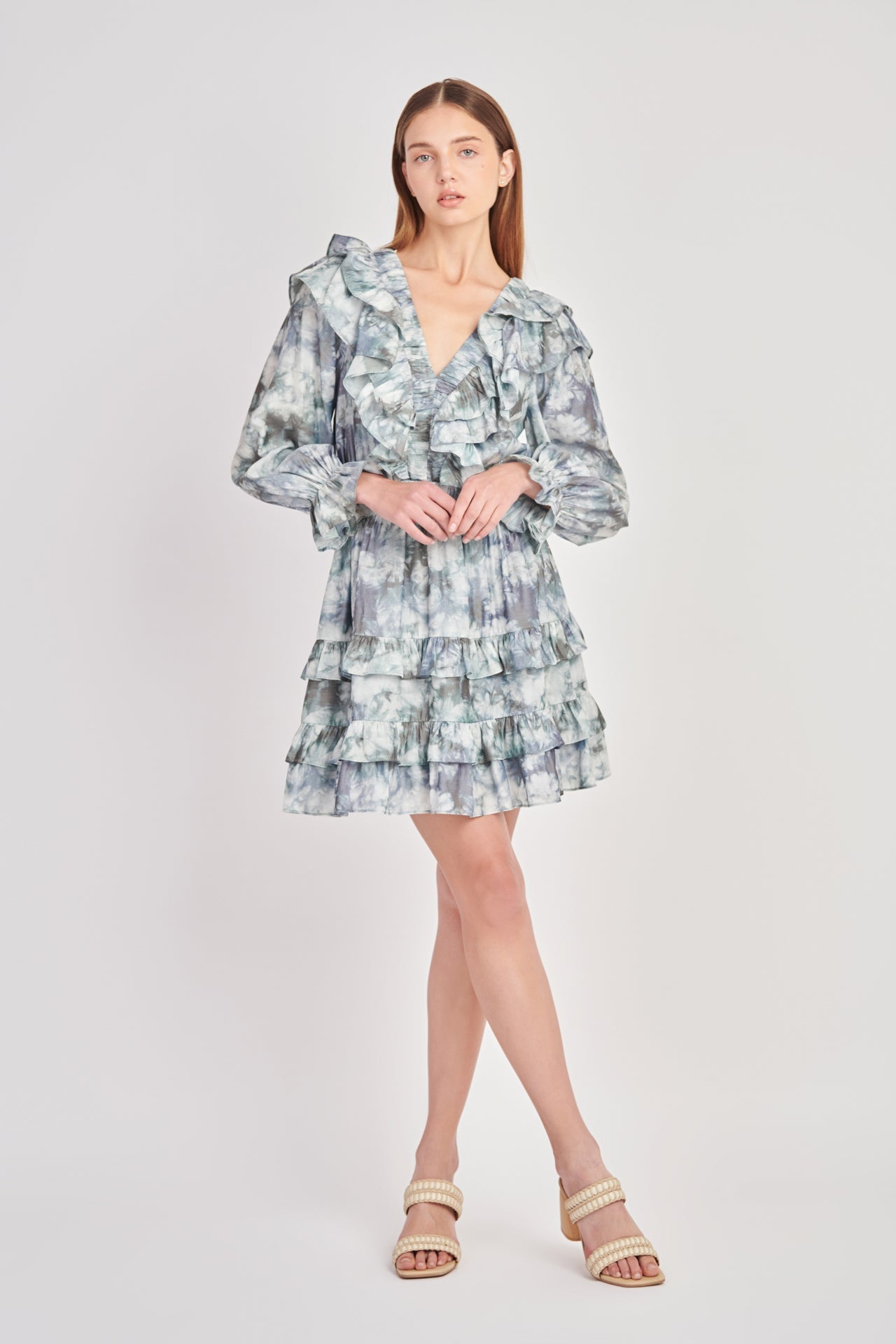 ENGLISH FACTORY - Ruffle Detail Long Sleeve Mini Dress - DRESSES available at Objectrare