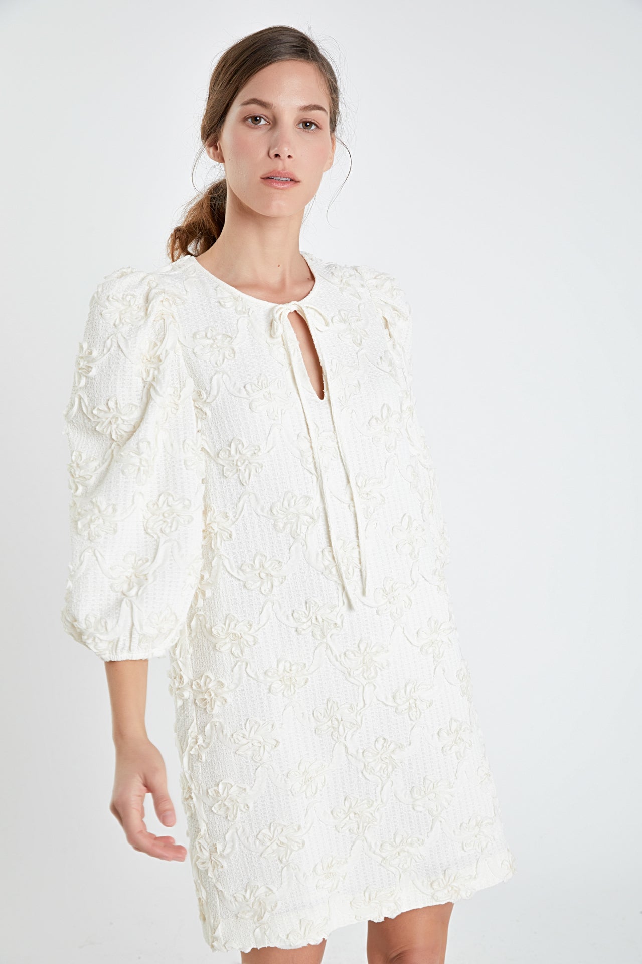 ENGLISH FACTORY - Ribbon Embroidered Shift Mini Dress - DRESSES available at Objectrare