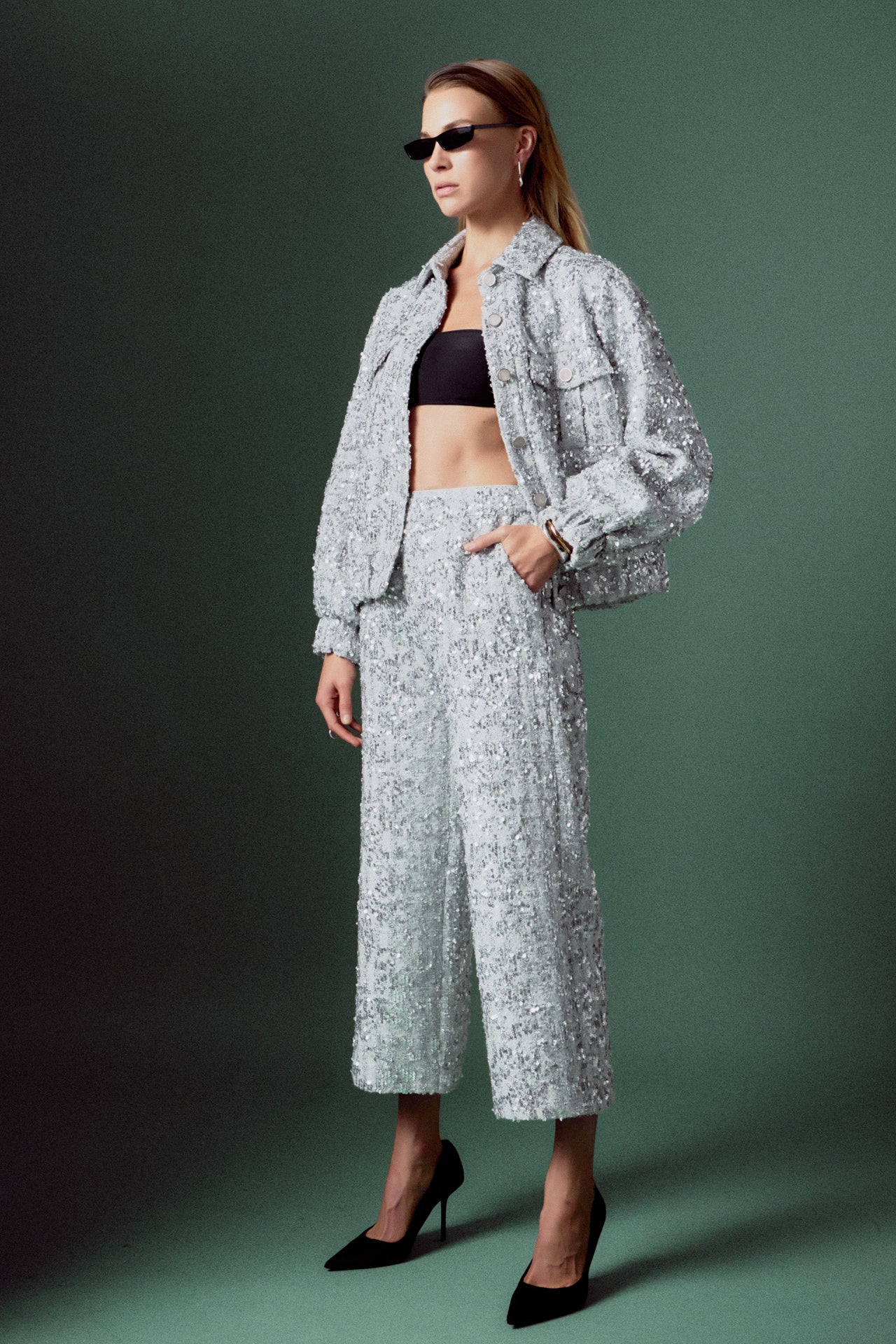 ENGLISH FACTORY - Sequin Tweed Jacket - JACKETS available at Objectrare
