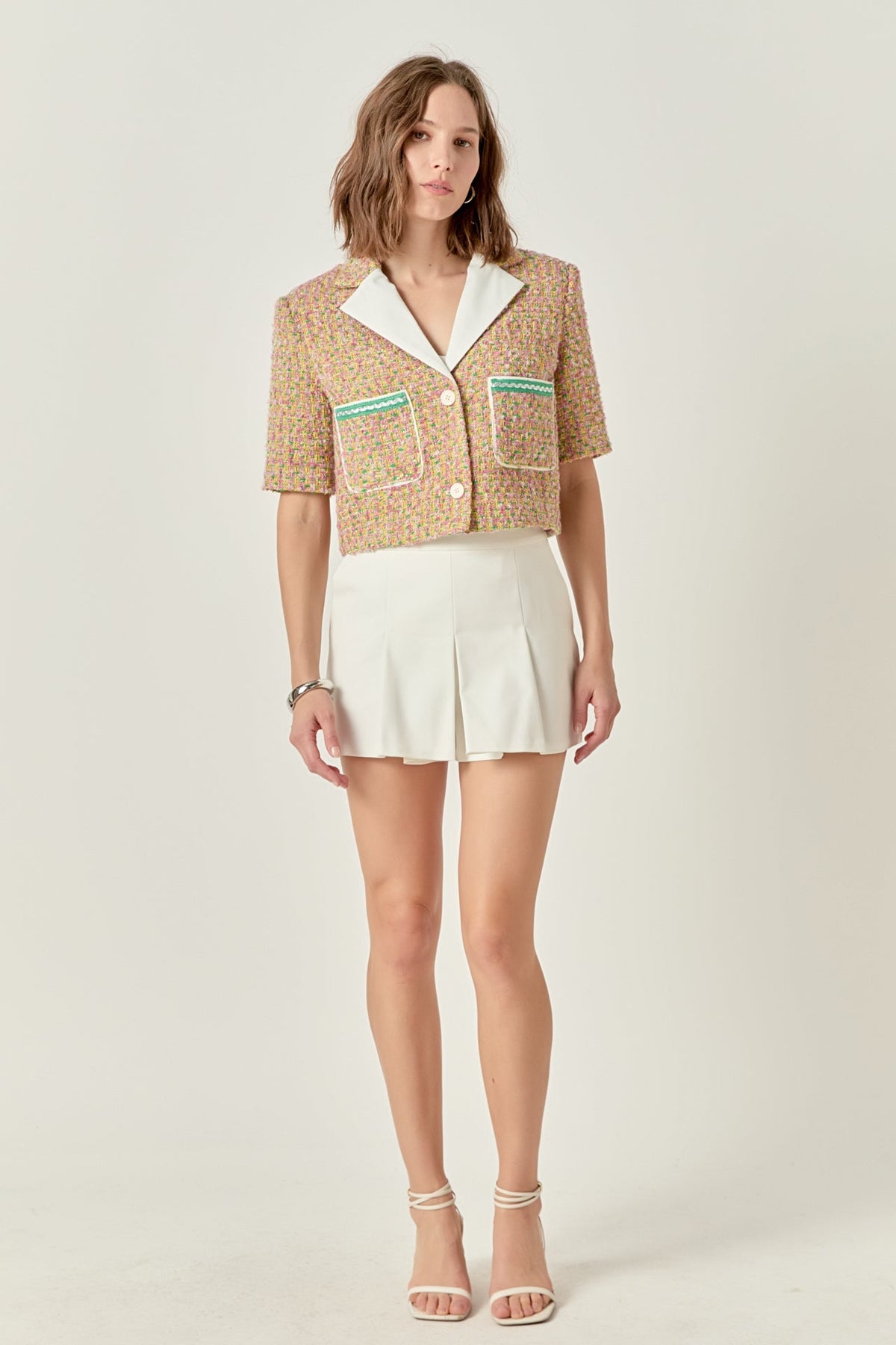 ENGLISH FACTORY - Boucle Cropped Jacket With Trim - JACKETS available at Objectrare