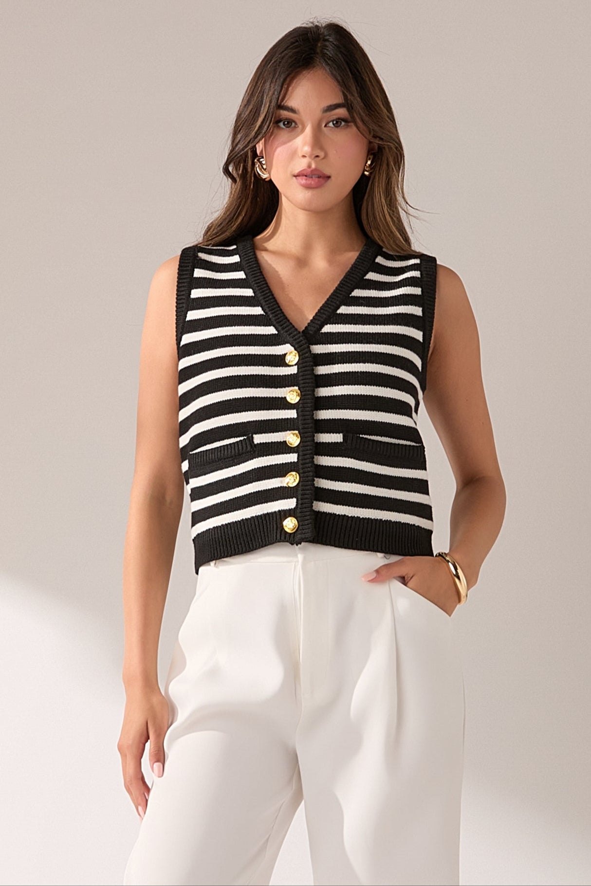Striped Knit Vest