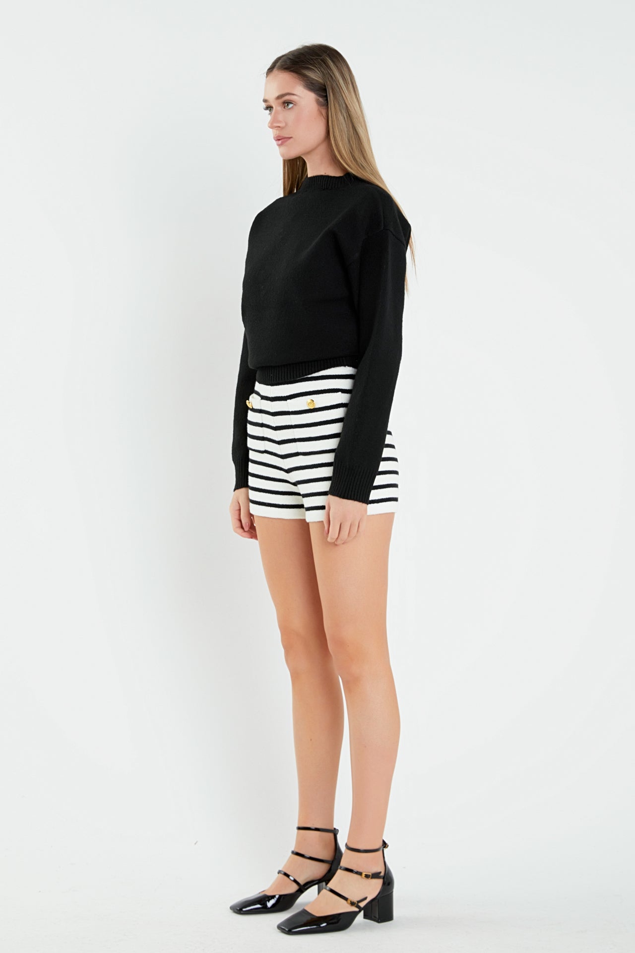 ENGLISH FACTORY - Striped Knit Shorts - SHORTS available at Objectrare