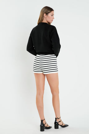 ENGLISH FACTORY - Striped Knit Shorts - SHORTS available at Objectrare
