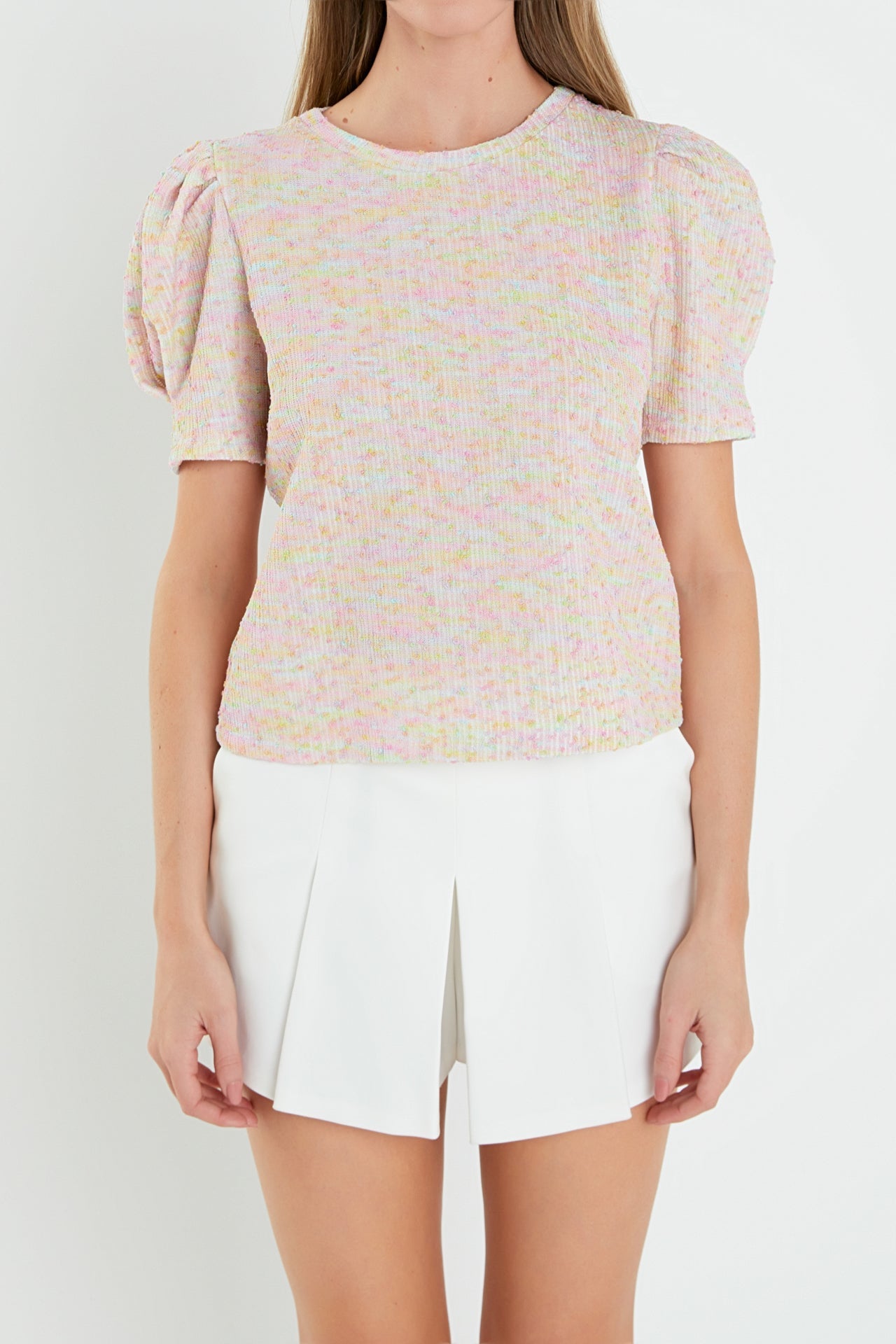 ENGLISH FACTORY - Rainbow Knit Short Sleeve Top - TOPS available at Objectrare