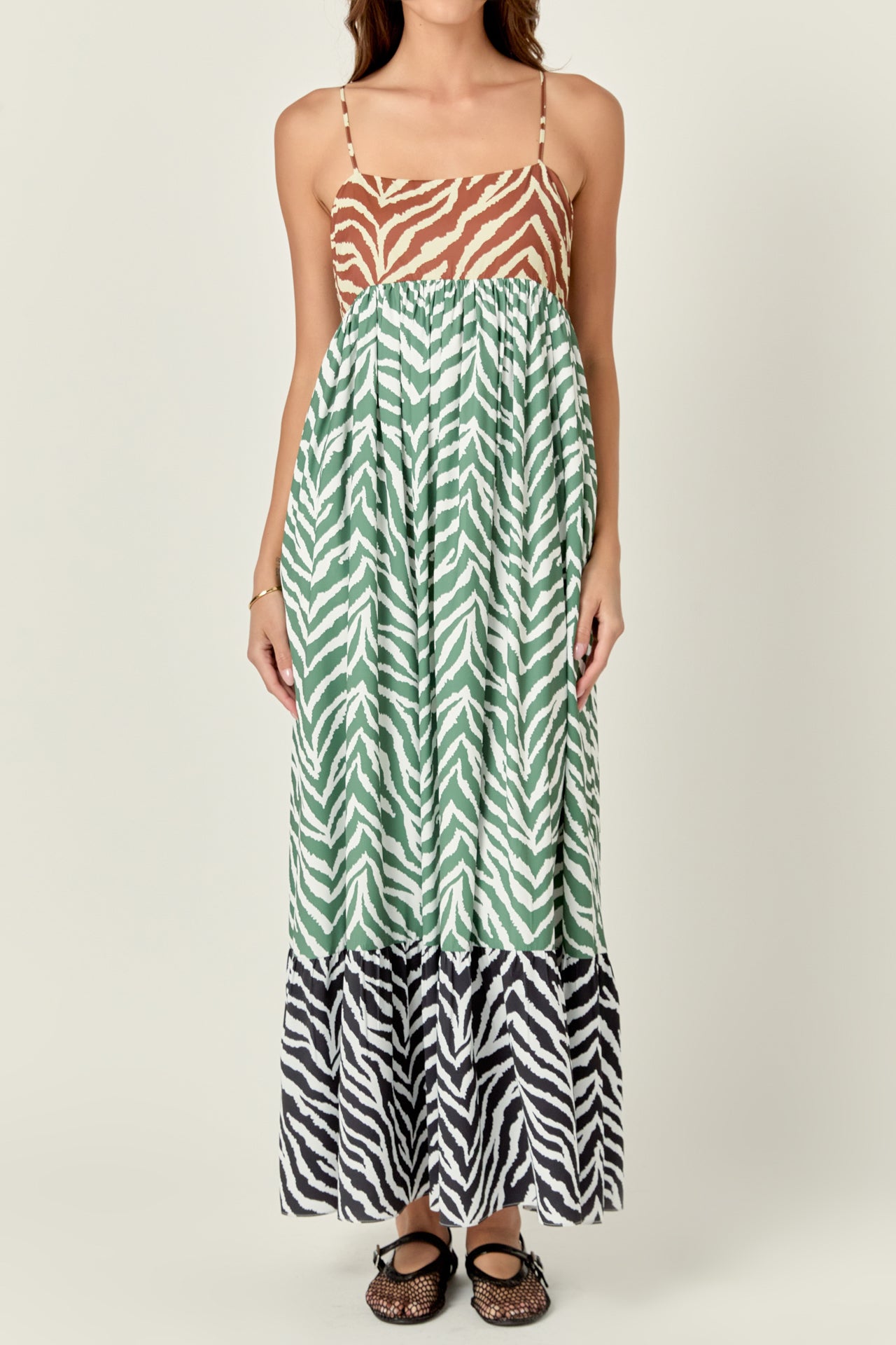 ENGLISH FACTORY - Zebra Print Color blocked Maxi Dress - DRESSES available at Objectrare