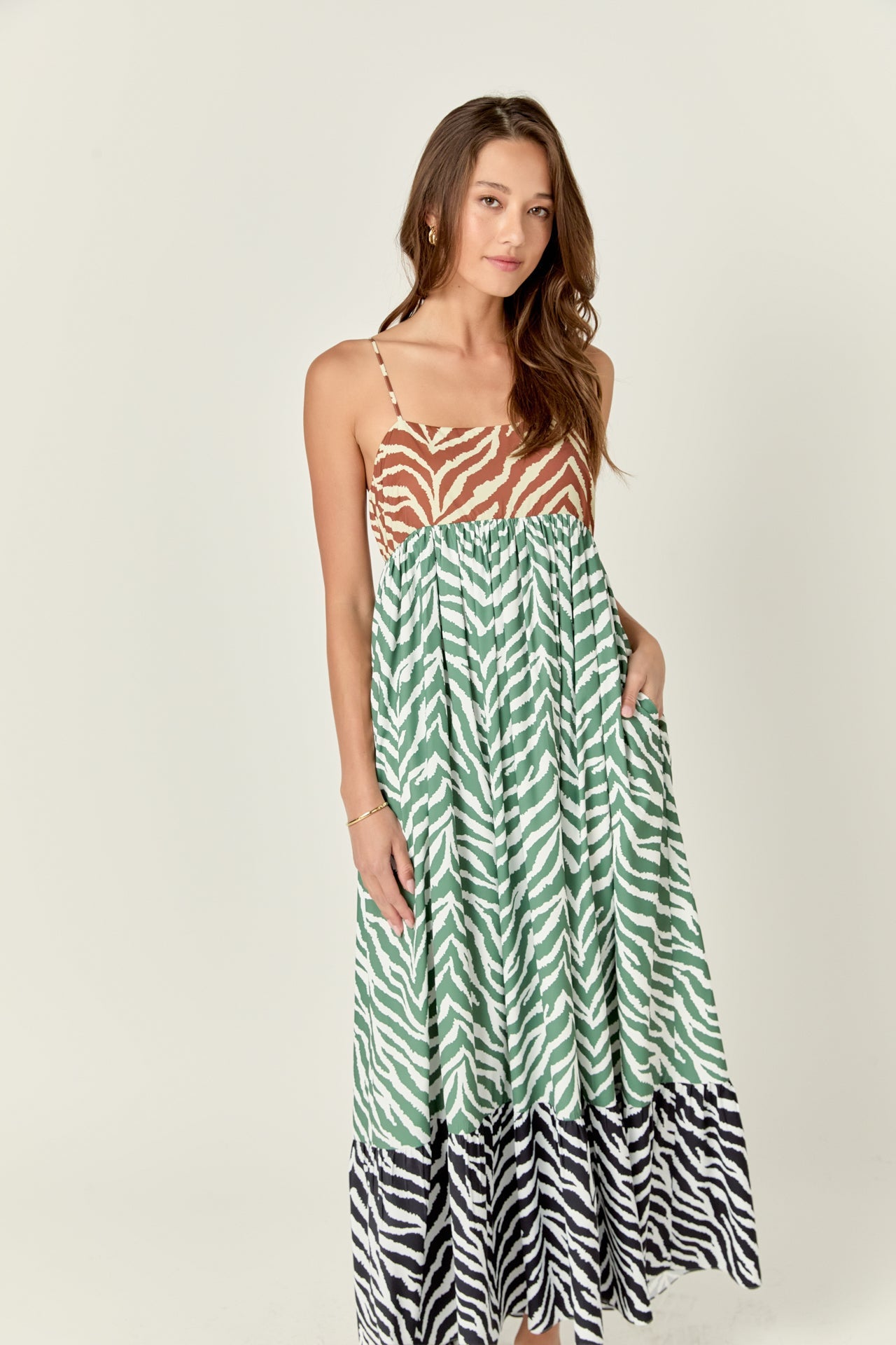 ENGLISH FACTORY - Zebra Print Color blocked Maxi Dress - DRESSES available at Objectrare