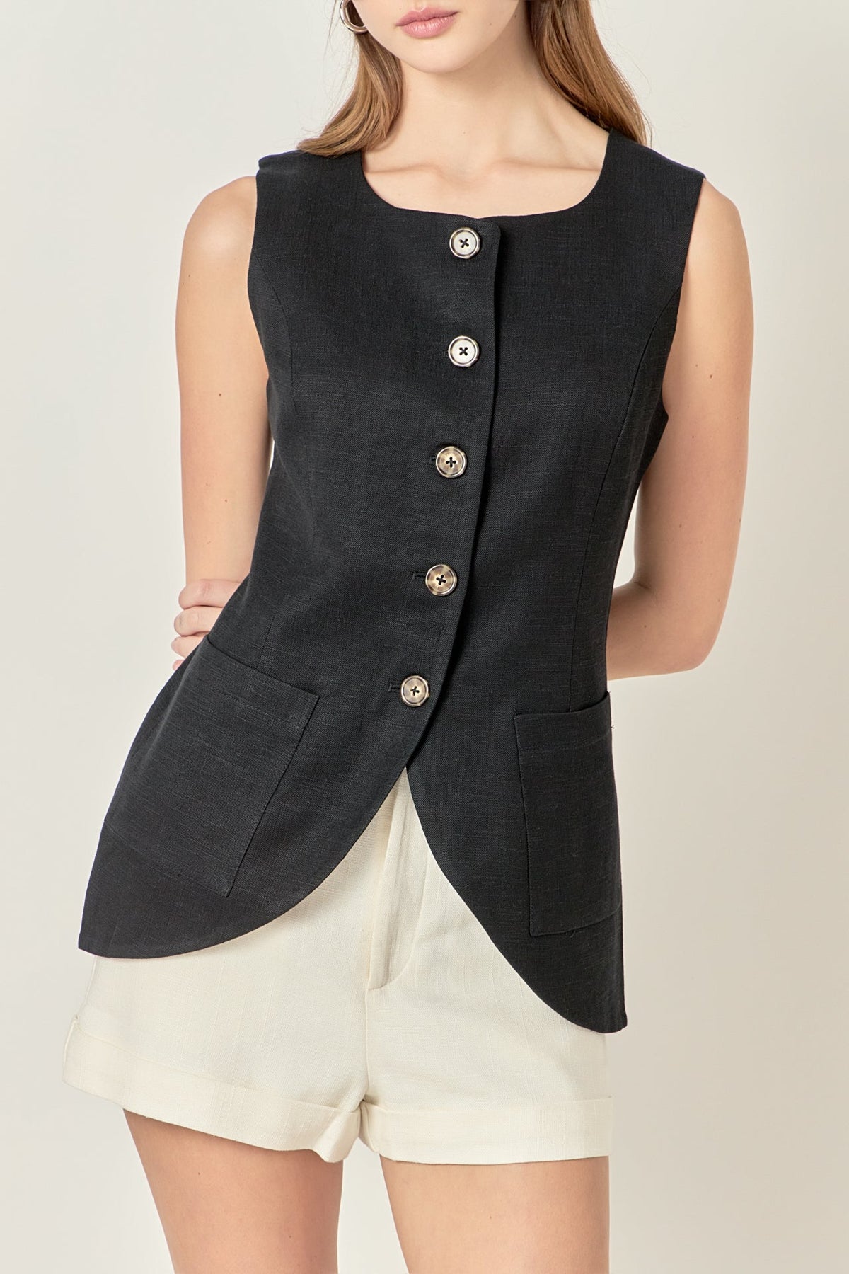 ENGLISH FACTORY - Linen Waistcoat - TOPS available at Objectrare