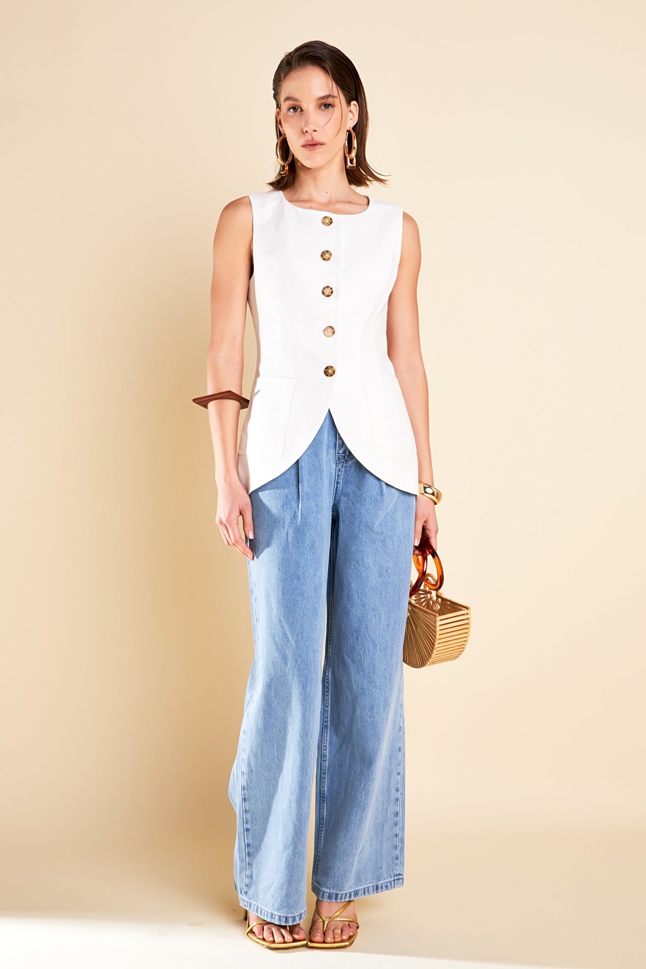 ENGLISH FACTORY - Linen Waistcoat - TOPS available at Objectrare