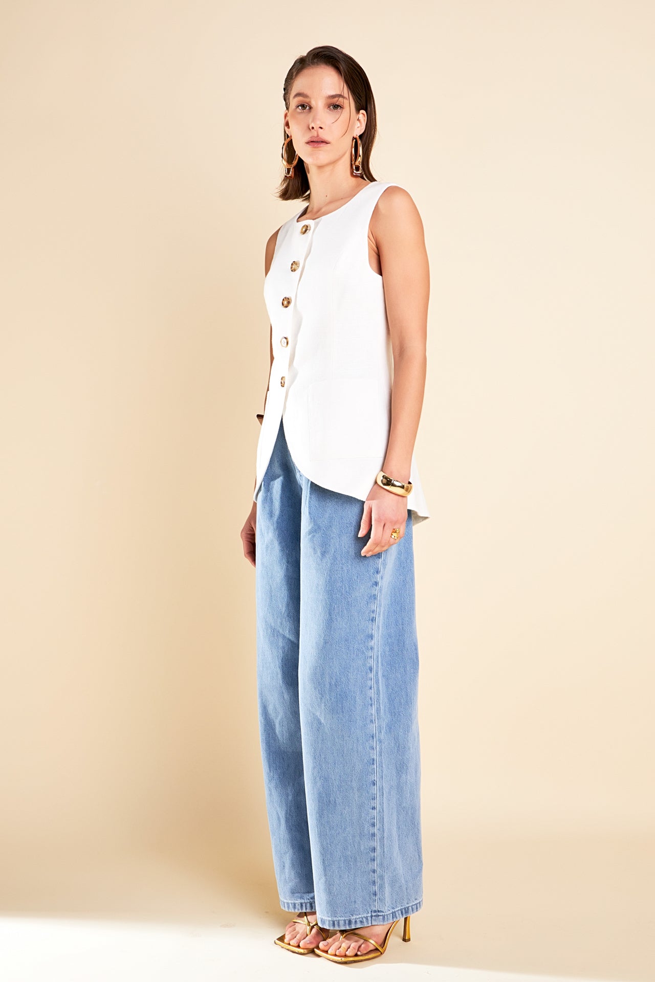 ENGLISH FACTORY - Linen Waistcoat - TOPS available at Objectrare
