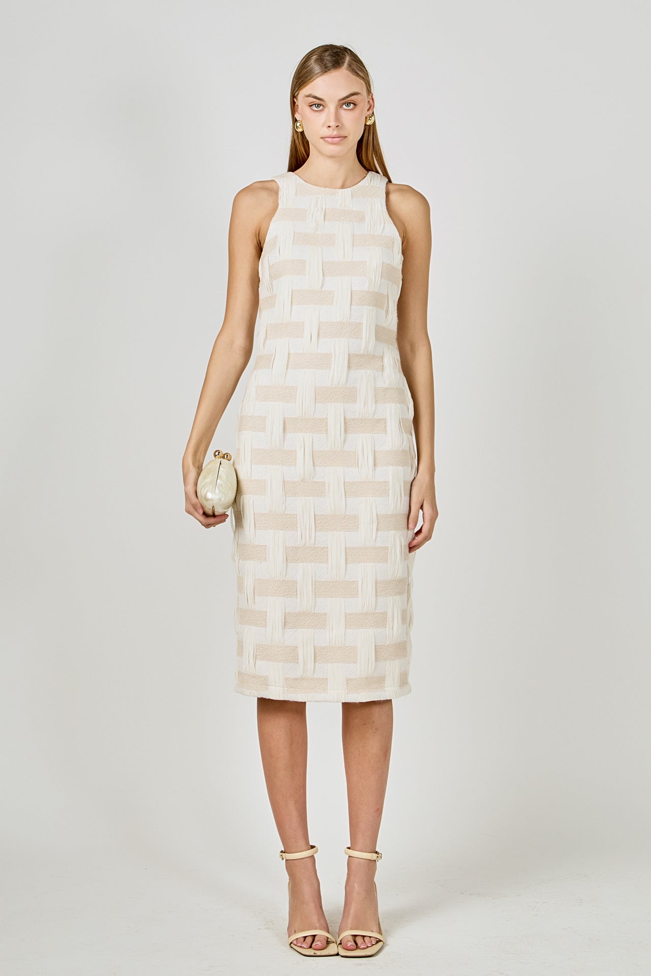 knee length dresses for ladies Racer Back Neck Midi Dress