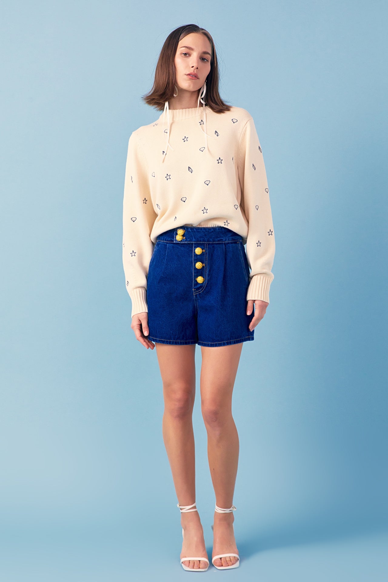 ENGLISH FACTORY - All Over Shell Embroidered Sweater - SWEATERS & KNITS available at Objectrare