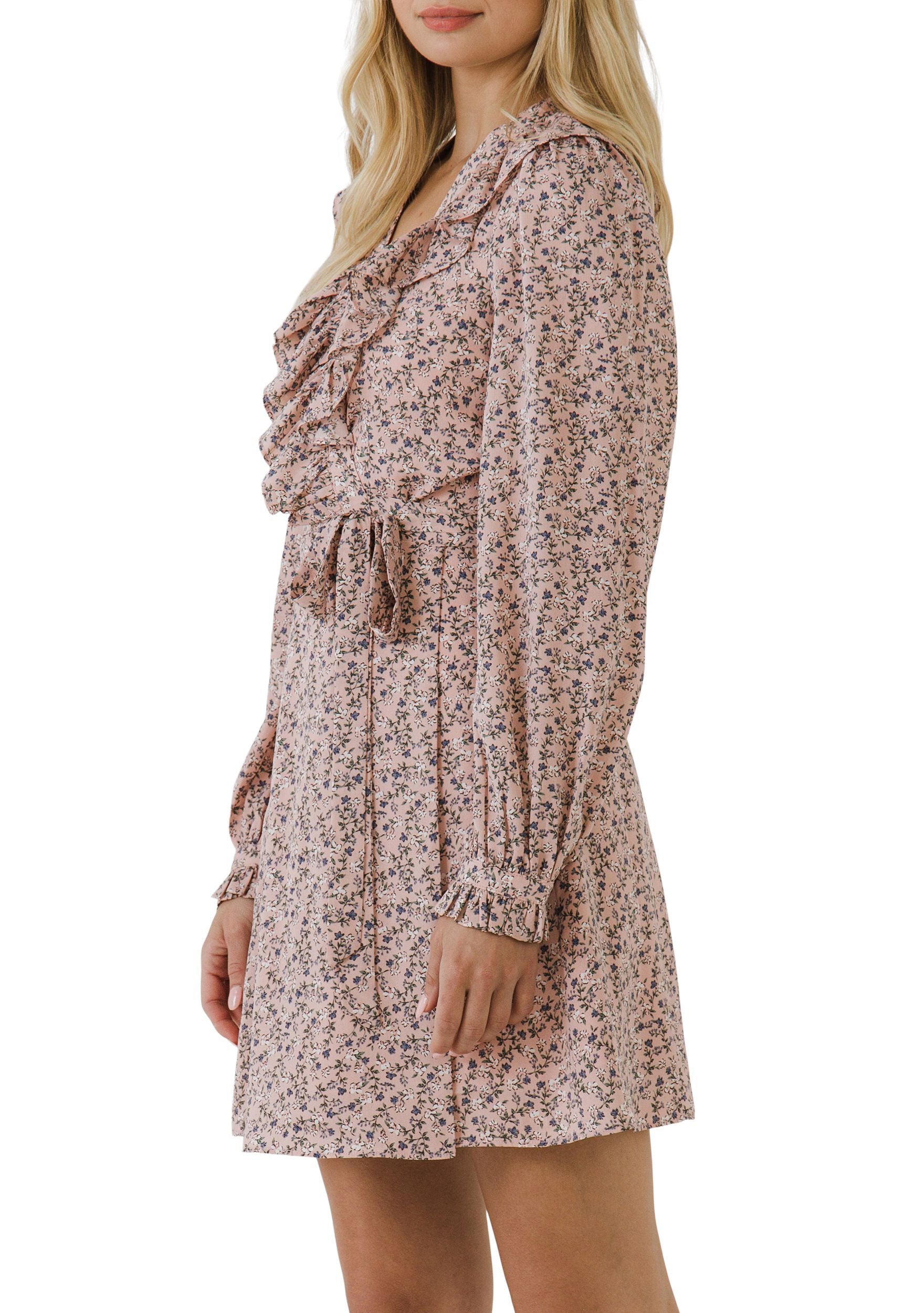 ENGLISH FACTORY - Floral Wrapped Ruffled Mini Dress - DRESSES available at Objectrare