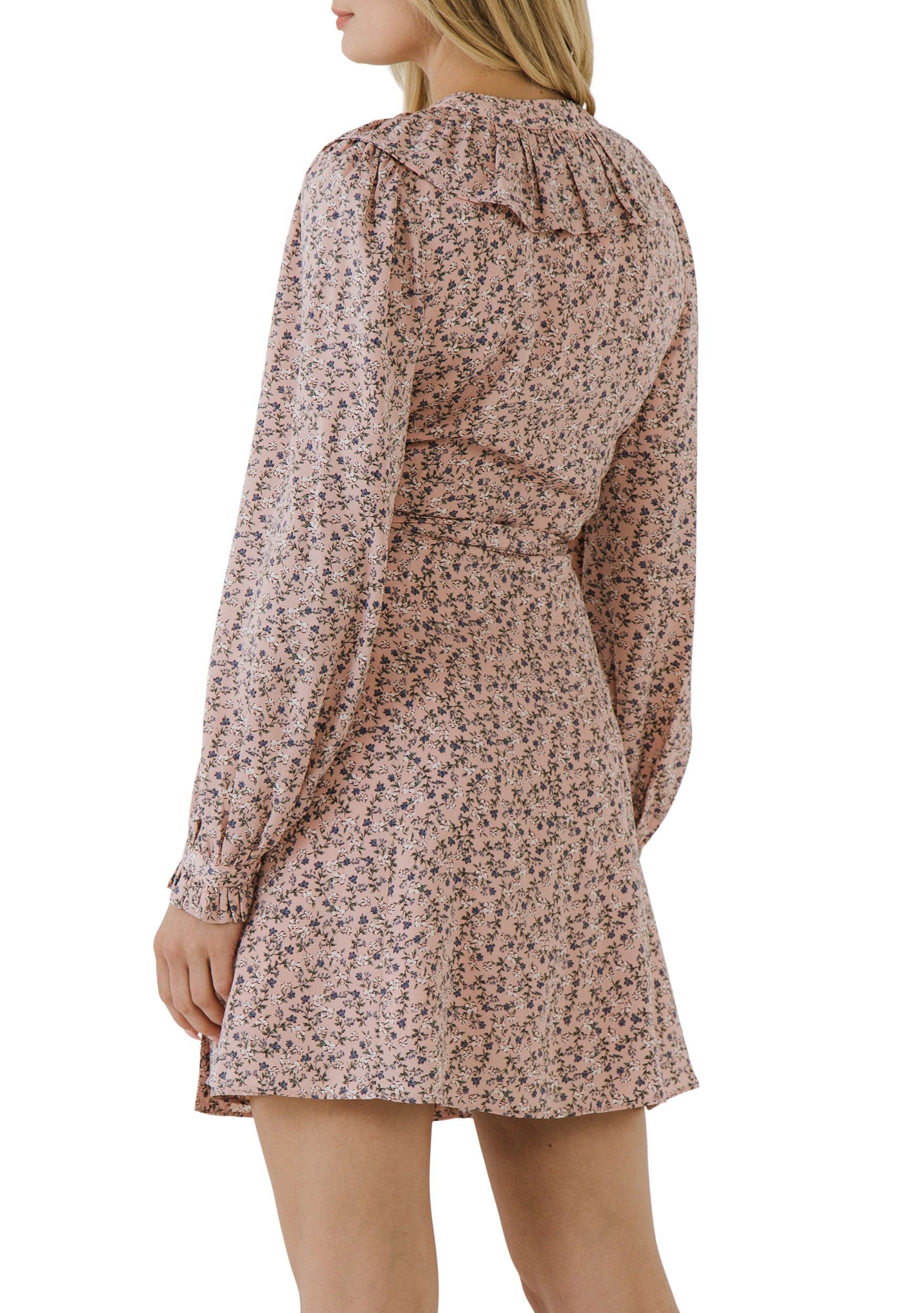 ENGLISH FACTORY - Floral Wrapped Ruffled Mini Dress - DRESSES available at Objectrare
