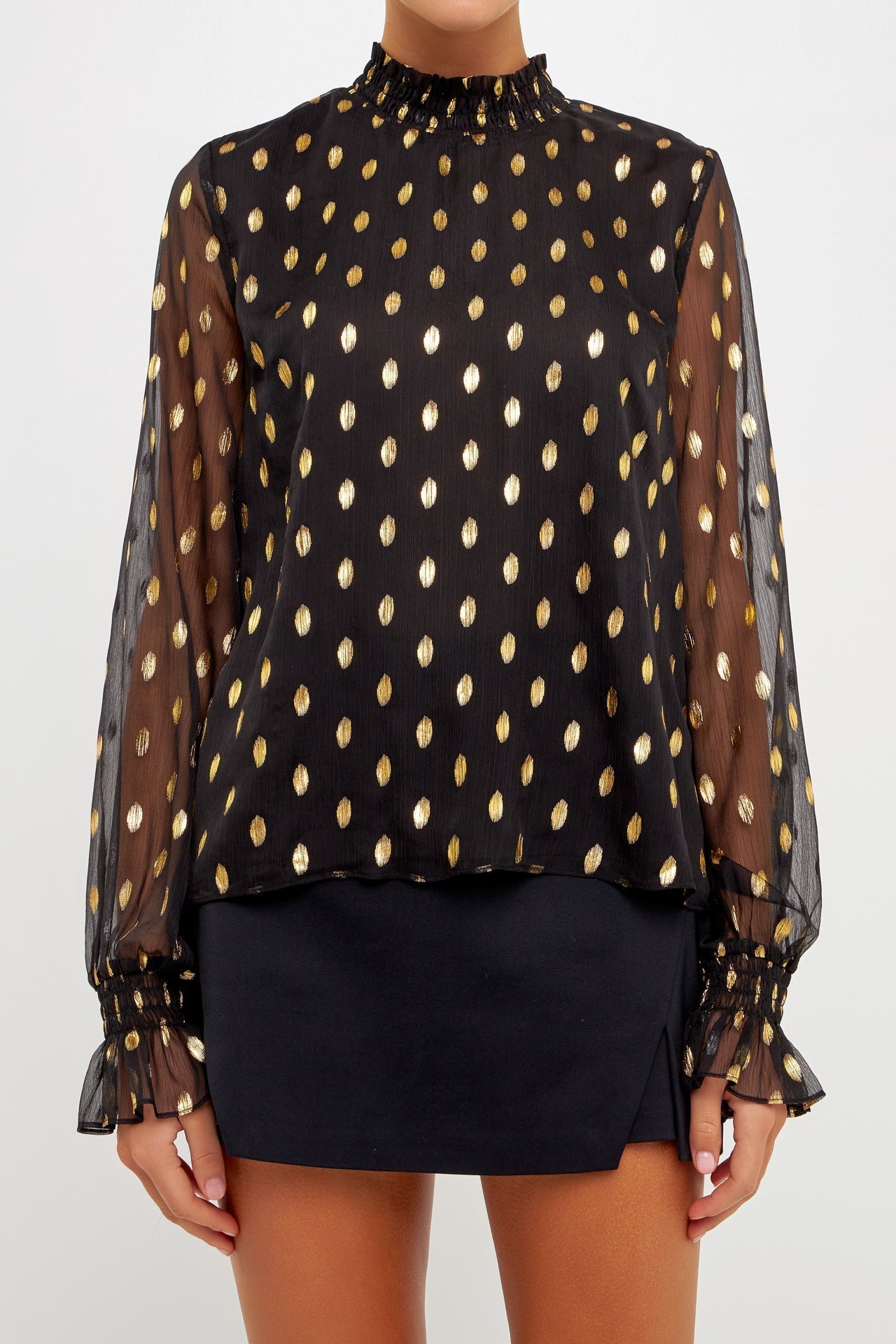 ENDLESS ROSE - Polka Dot Chiffon Blouse - TOPS available at Objectrare