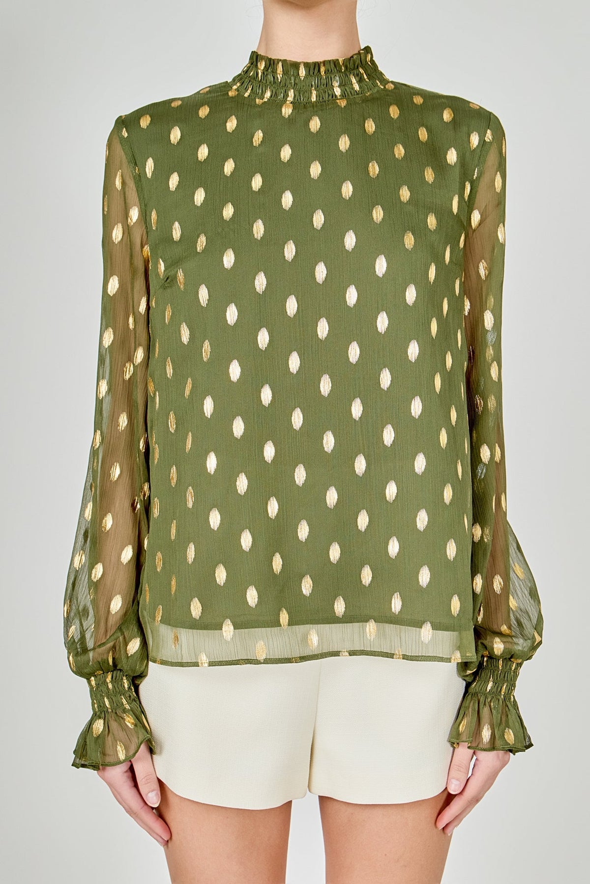 ENDLESS ROSE - Polka Dot Chiffon Blouse - SHIRTS & BLOUSES available at Objectrare