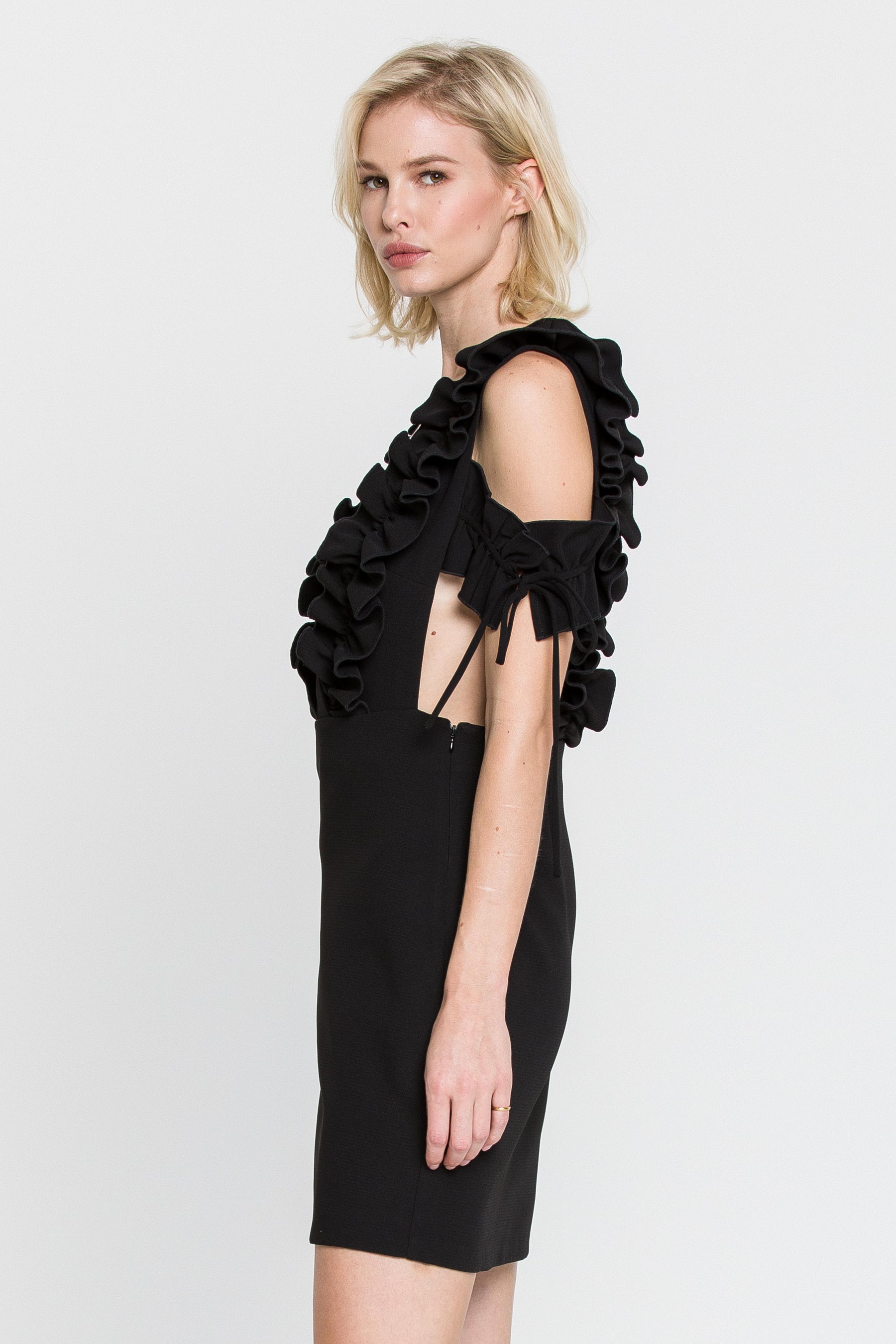 V Neck Dress with Ruffled Details