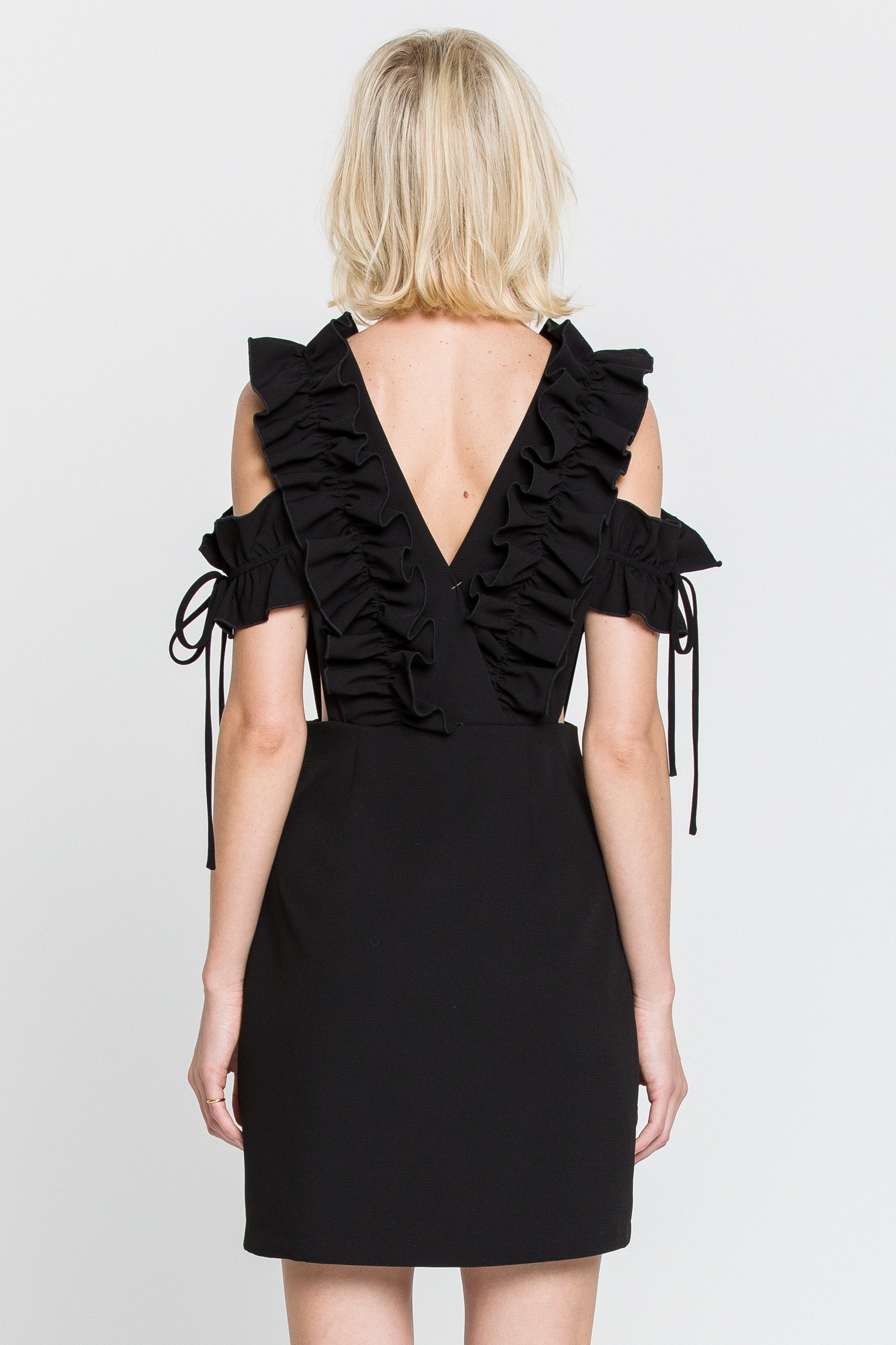 V Neck Dress with Ruffled Details