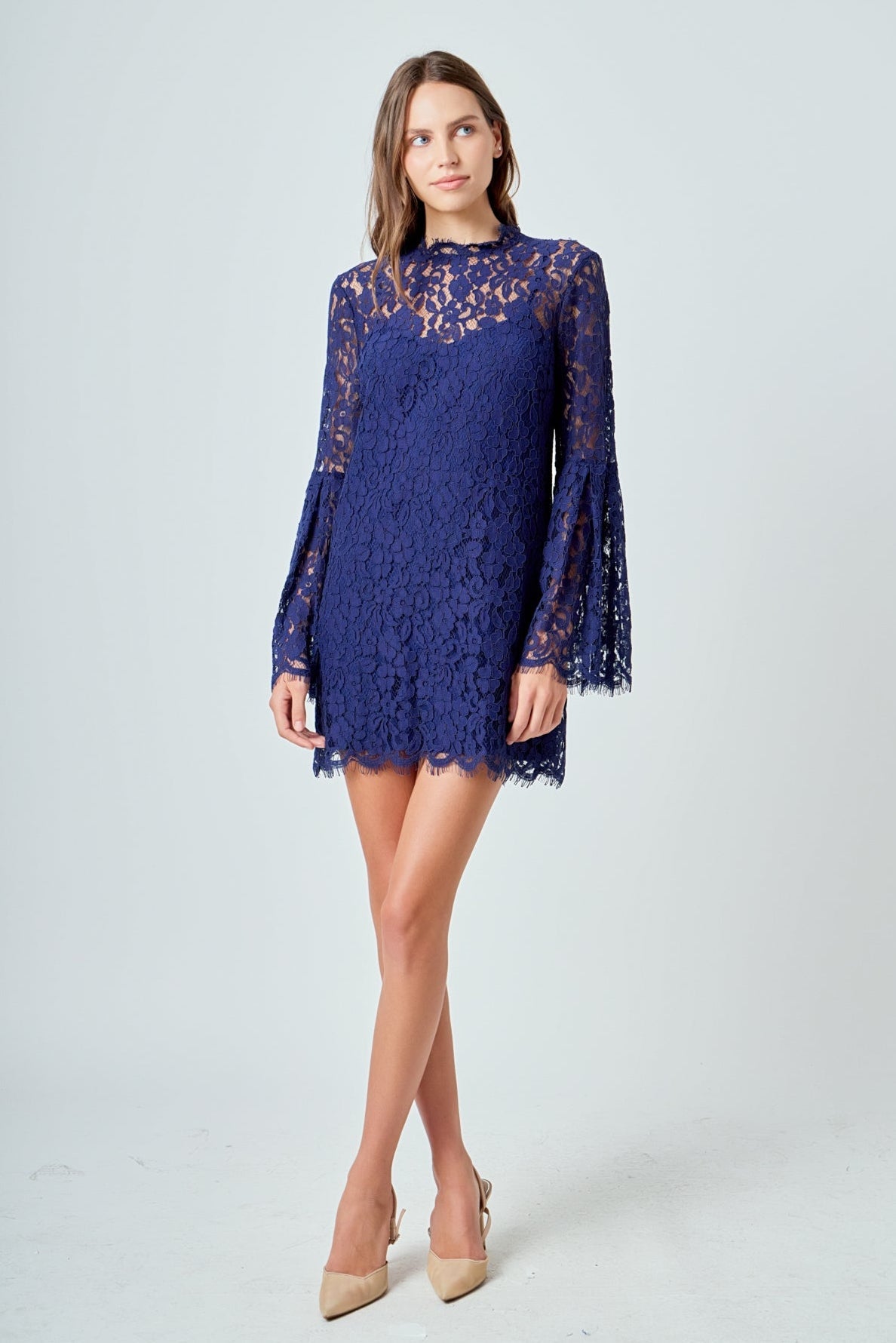 Endless Rose - Bell Sleeve Lace Dress NAVY / XS Endless Rose - Bell Sleeve Lace Dress NAVY / XS
