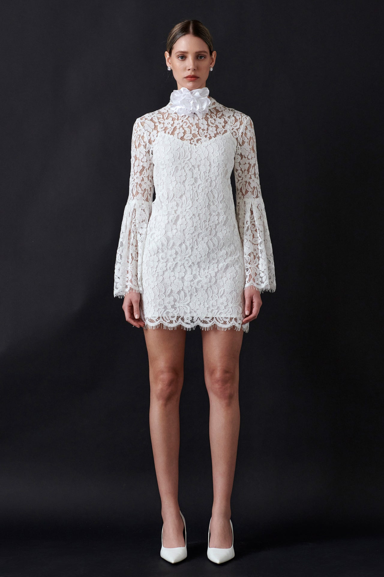 ENDLESS ROSE - Bell Sleeve Lace Dress - DRESSES available at Objectrare