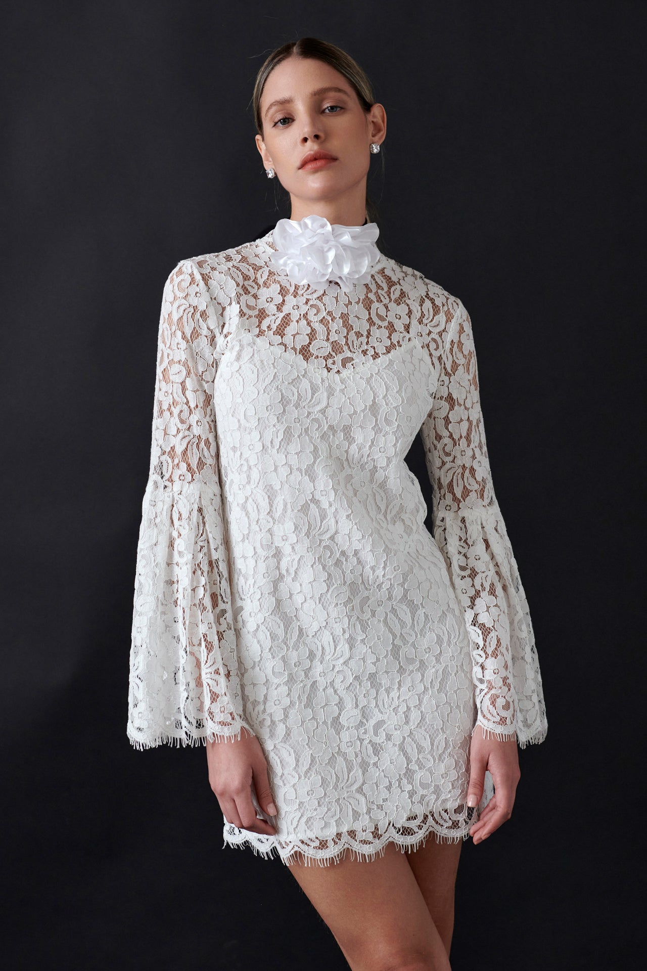 ENDLESS ROSE - Bell Sleeve Lace Dress - DRESSES available at Objectrare