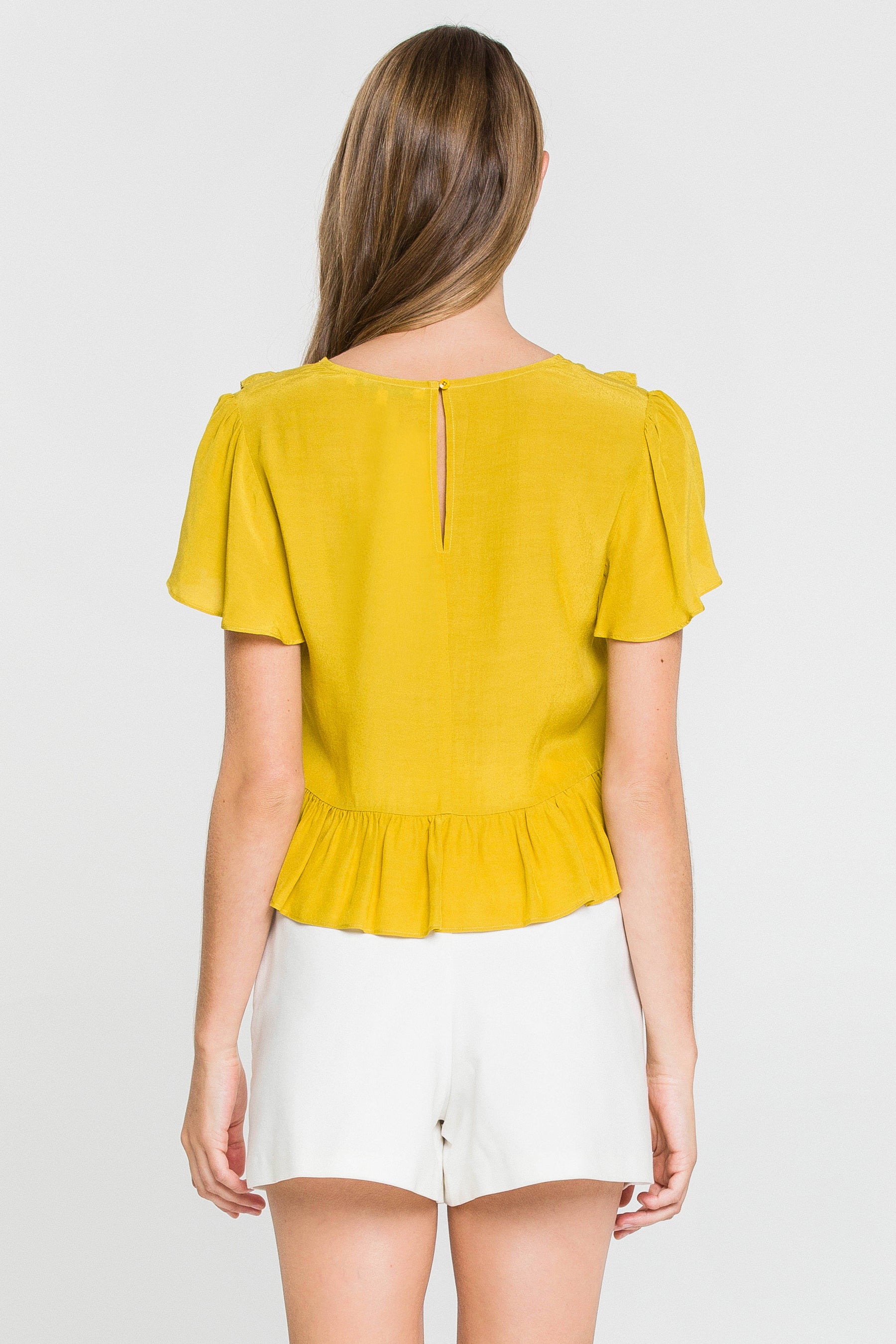 V Neck Ruffle Blouse