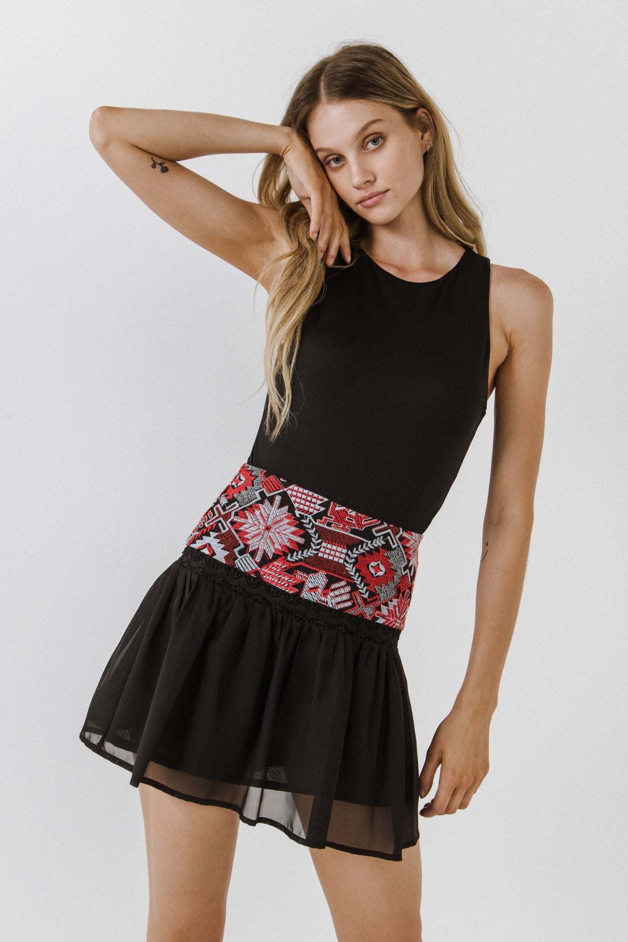 ENDLESS ROSE - Dorian Embroidered Mini Skirt - SKIRTS available at Objectrare
