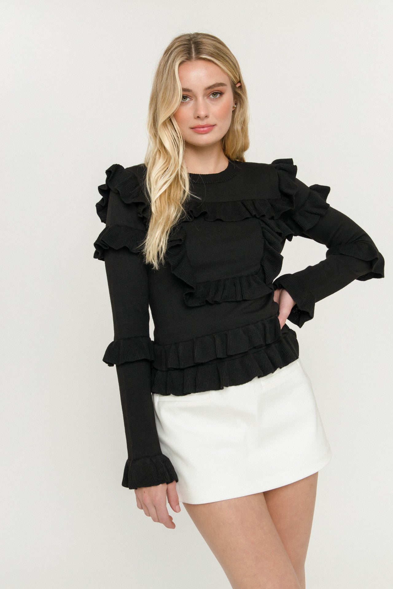 ENDLESS ROSE - Ruffled Sweater - SWEATERS & KNITS available at Objectrare