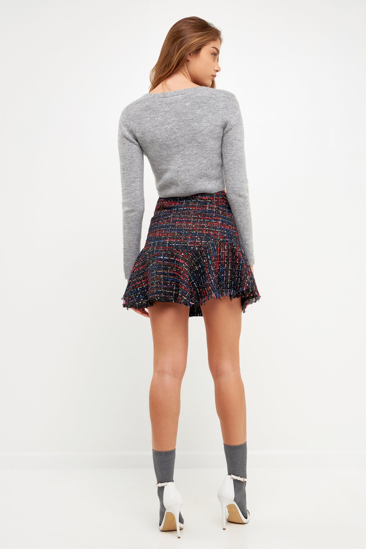 GREY LAB - Tweed Flare Mini Skirt - SKIRTS available at Objectrare
