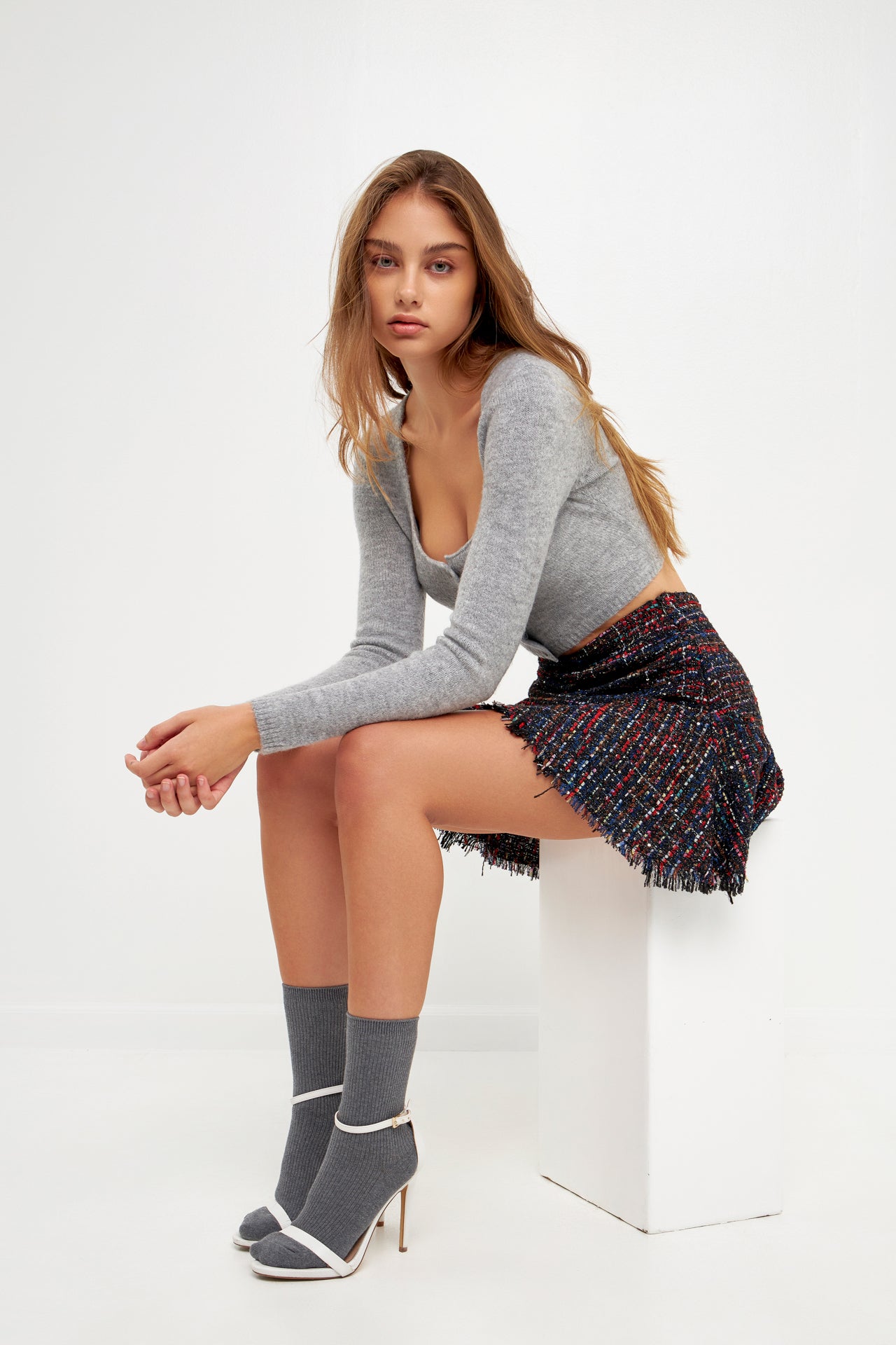 GREY LAB - Tweed Flare Mini Skirt - SKIRTS available at Objectrare