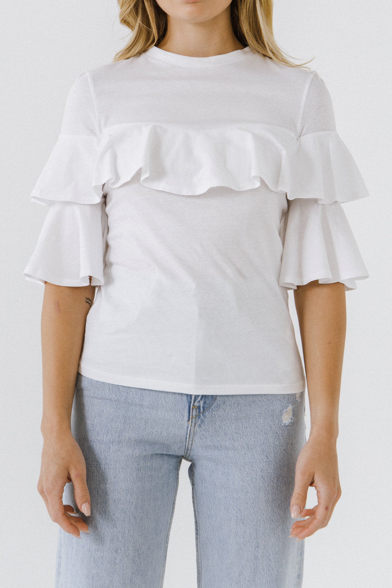 ENDLESS ROSE - Ruffle Sleeve T-Shirt - TOPS available at Objectrare
