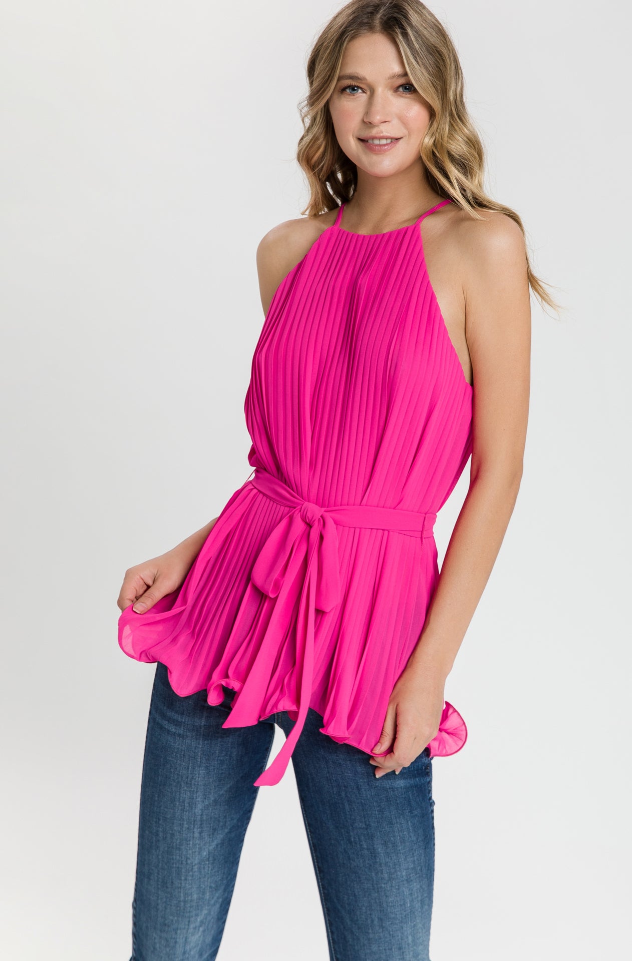 ENDLESS ROSE - Halter Neck Pleated Top - TOPS available at Objectrare