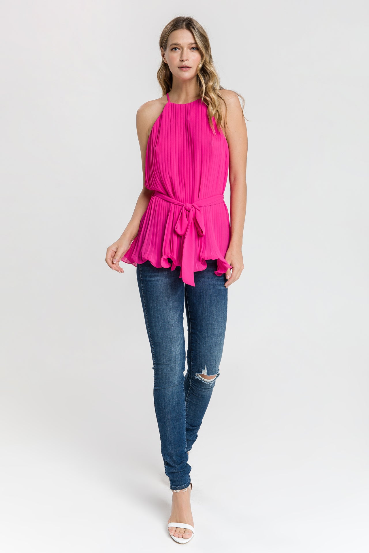 ENDLESS ROSE - Halter Neck Pleated Top - TOPS available at Objectrare