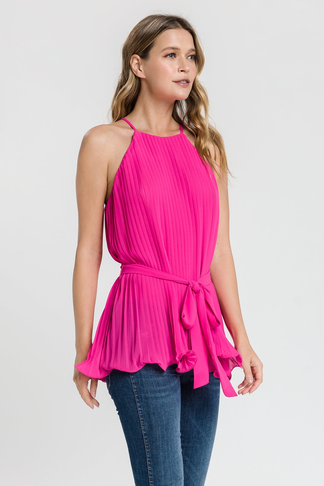 ENDLESS ROSE - Halter Neck Pleated Top - TOPS available at Objectrare