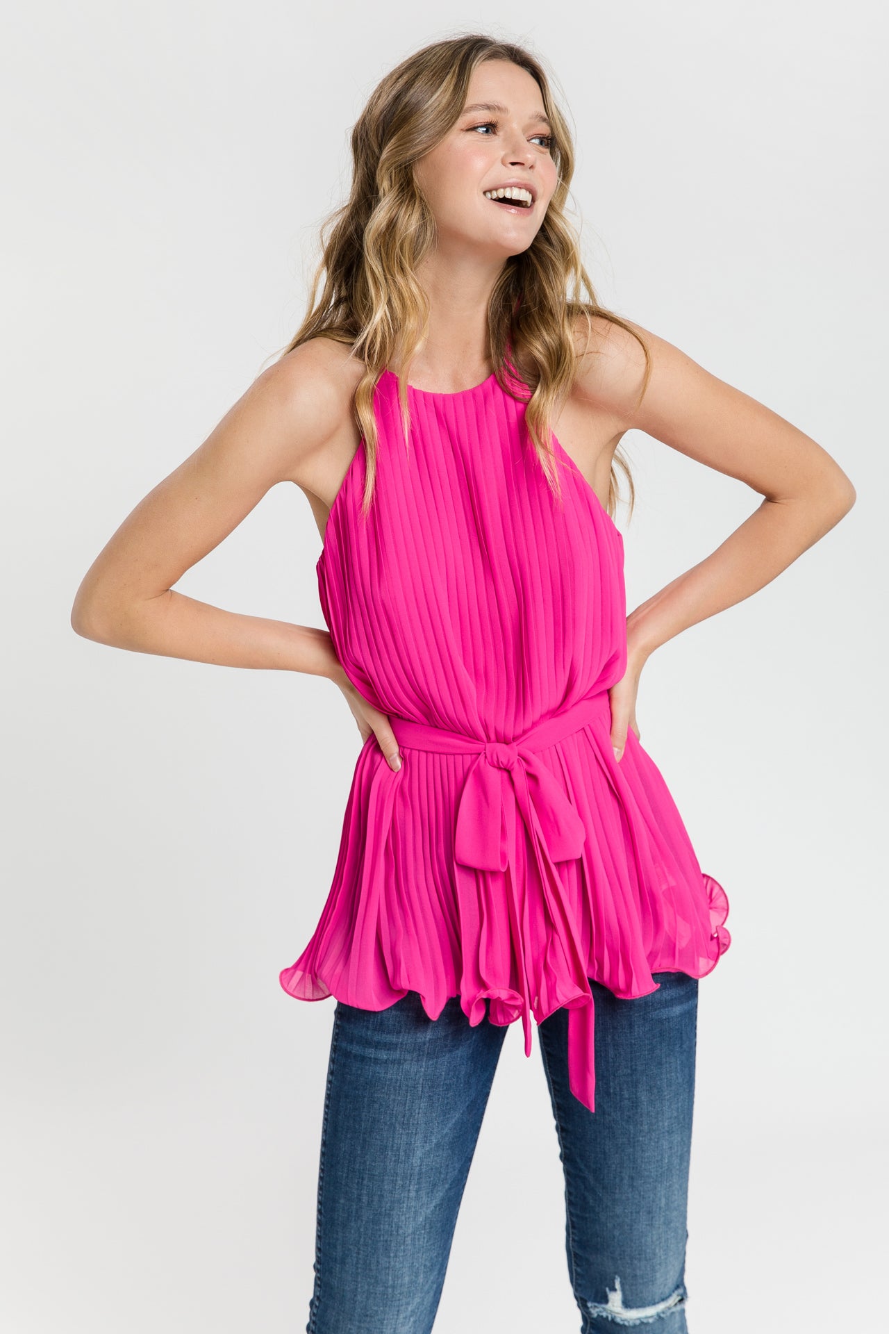 ENDLESS ROSE - Halter Neck Pleated Top - TOPS available at Objectrare