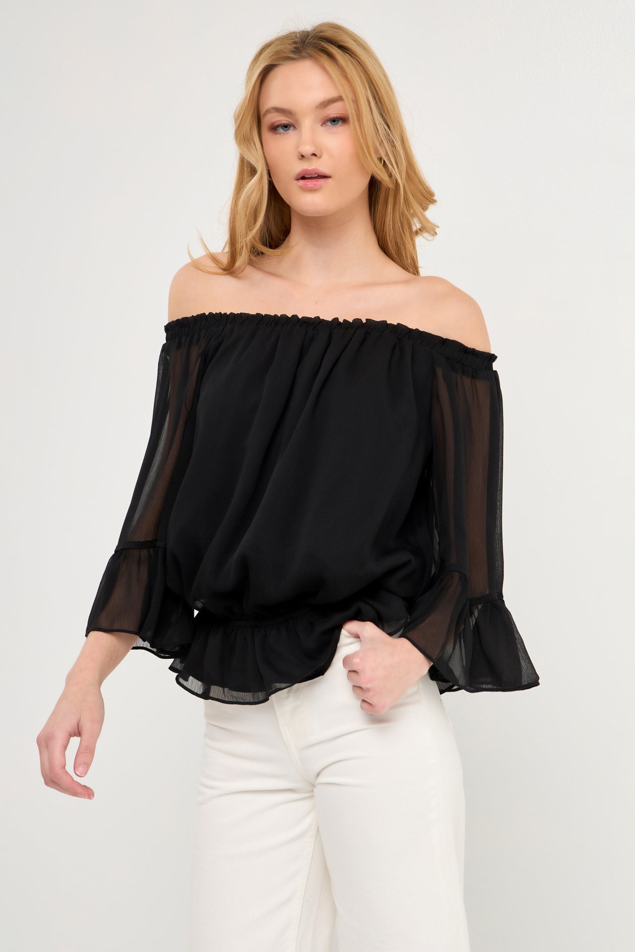 LA'VEN - Off the Shoulder Ruffled Top - TOPS available at Objectrare