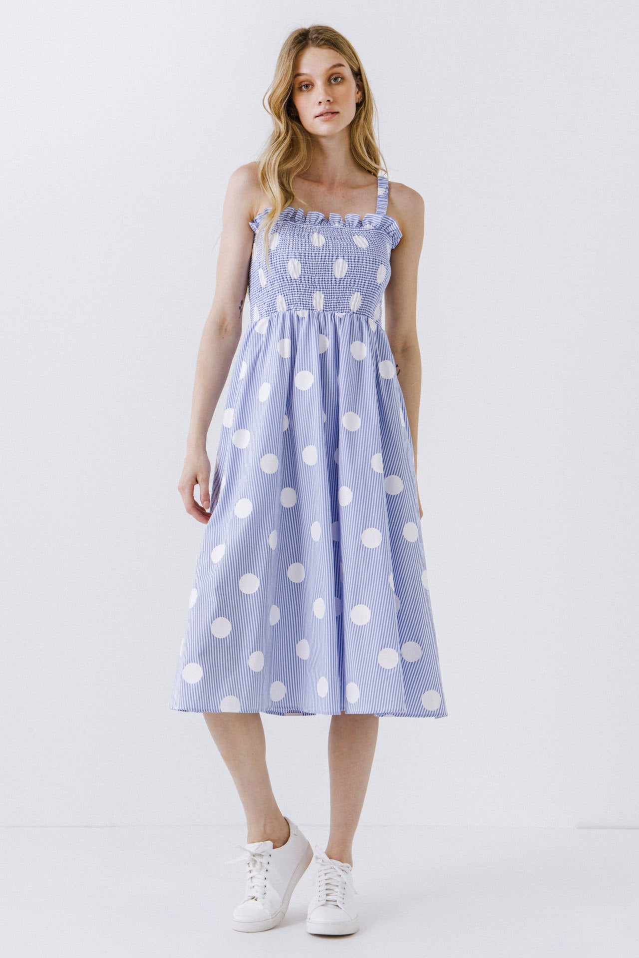 ENGLISH FACTORY - Polka Dot Smocked Flare Dress - DRESSES available at Objectrare