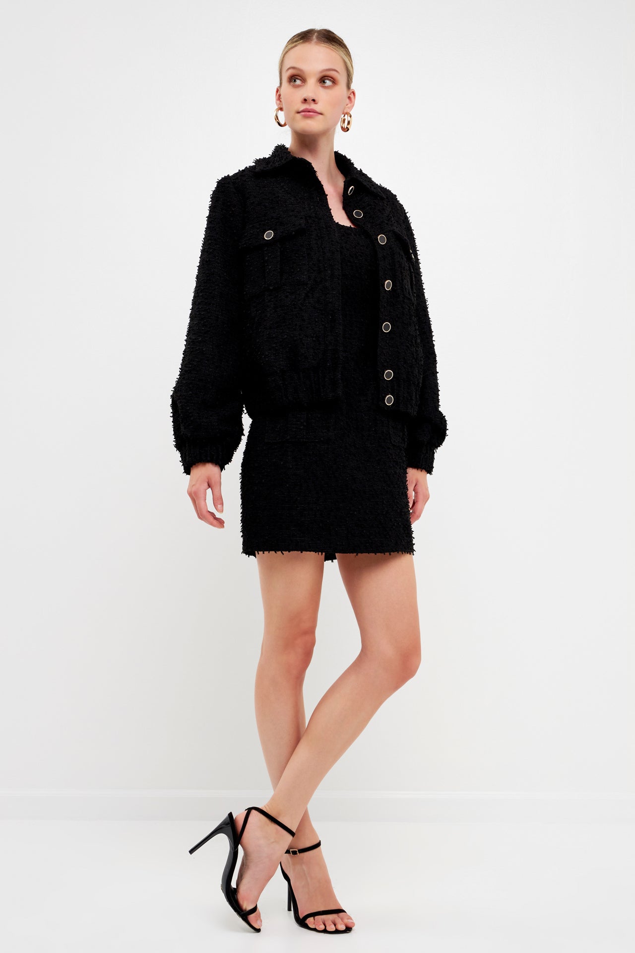 ENDLESS ROSE - Double Pocket Tweed Jacket - JACKETS available at Objectrare