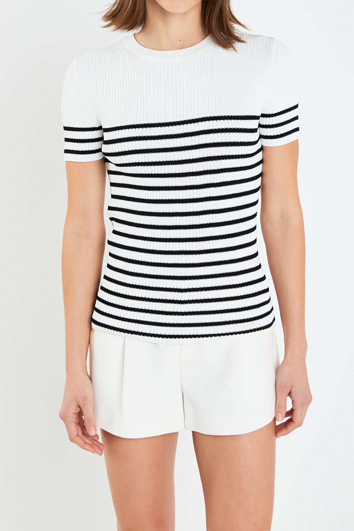 ENGLISH FACTORY - Stripe Fitted Knit Top - TOPS available at Objectrare