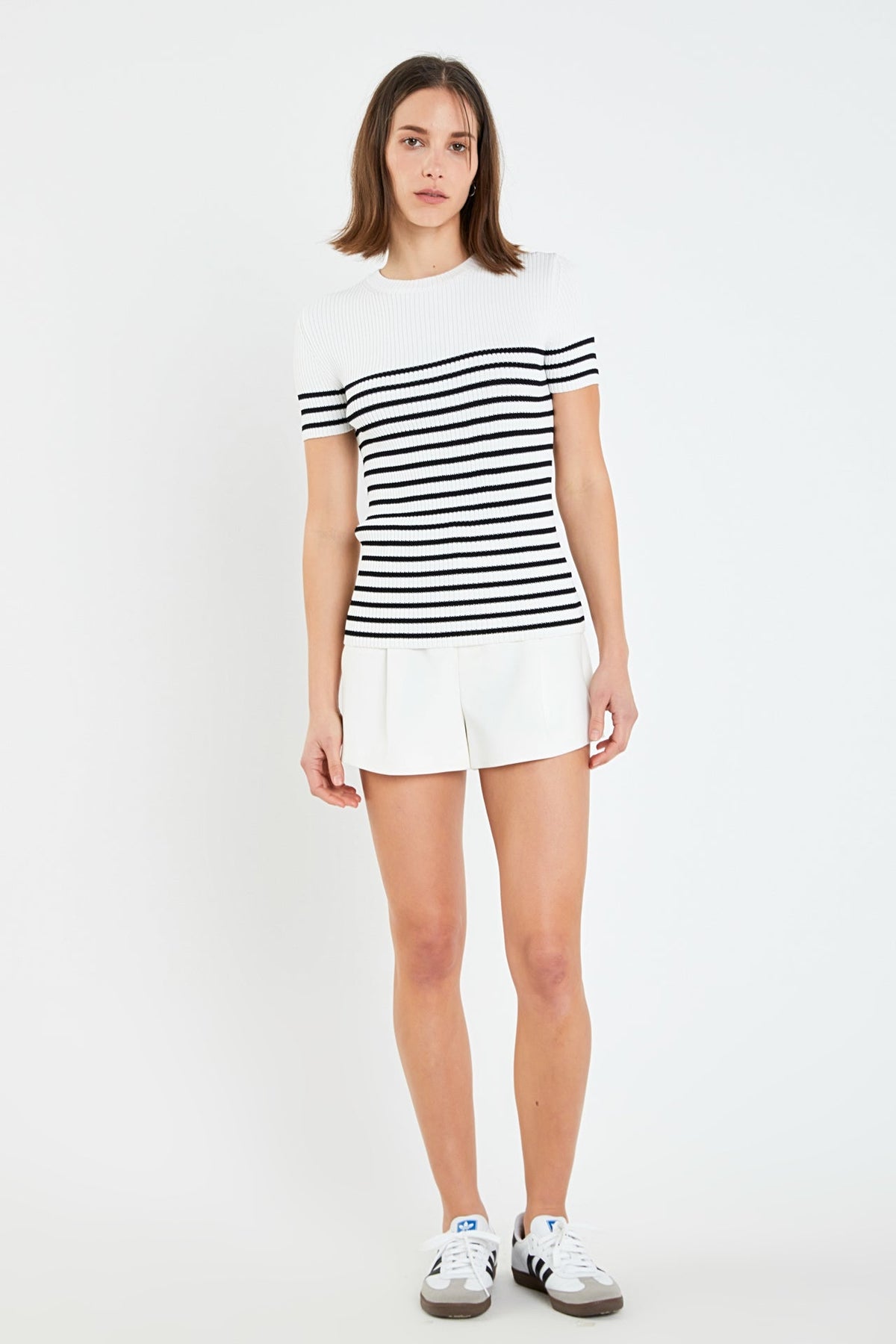 ENGLISH FACTORY - Stripe Fitted Knit Top - TOPS available at Objectrare